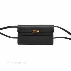 Herms Kelly Wallet Black Noir 89 Epsom Gold Hardware