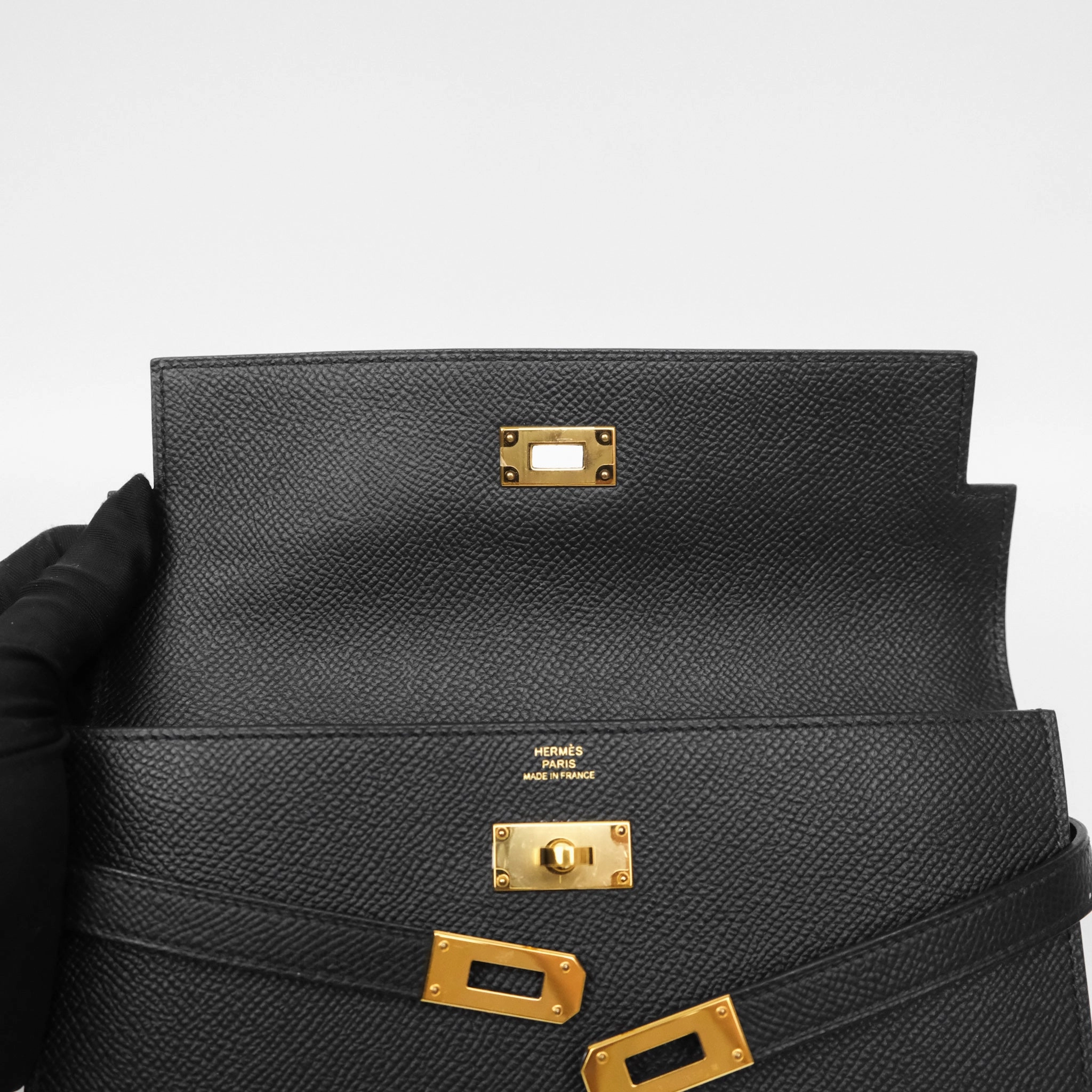 Herms Kelly Wallet Black Noir 89 Epsom Gold Hardware