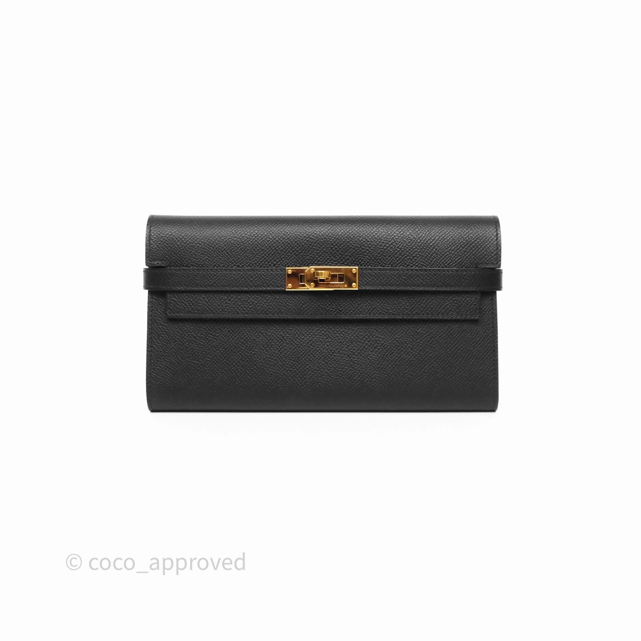 Herms Kelly Wallet Black Noir 89 Epsom Gold Hardware
