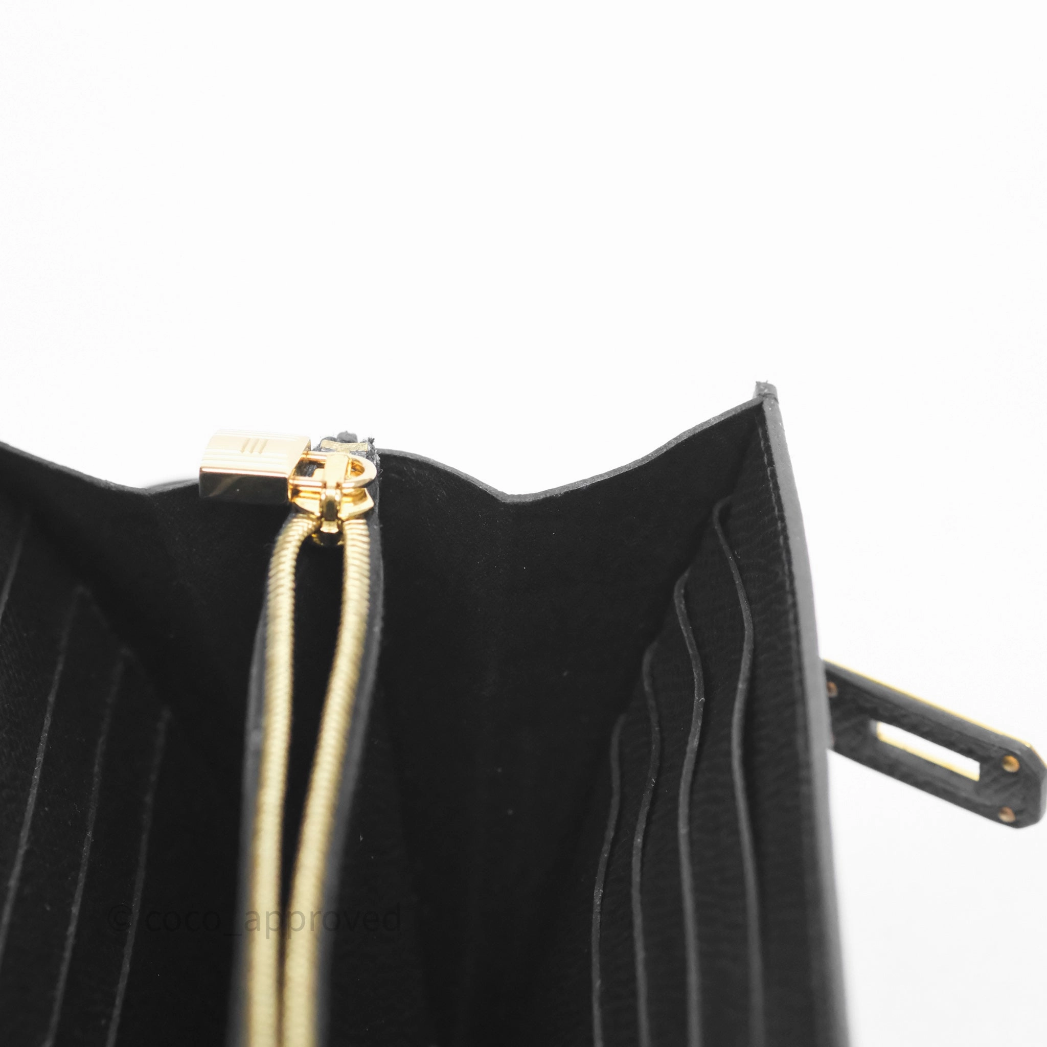 Herms Kelly Wallet Black Noir 89 Epsom Gold Hardware