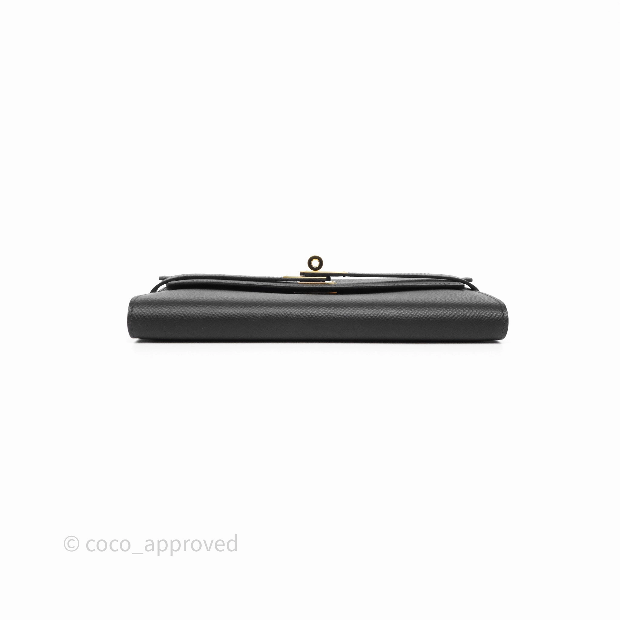 Herms Kelly Wallet Black Noir 89 Epsom Gold Hardware