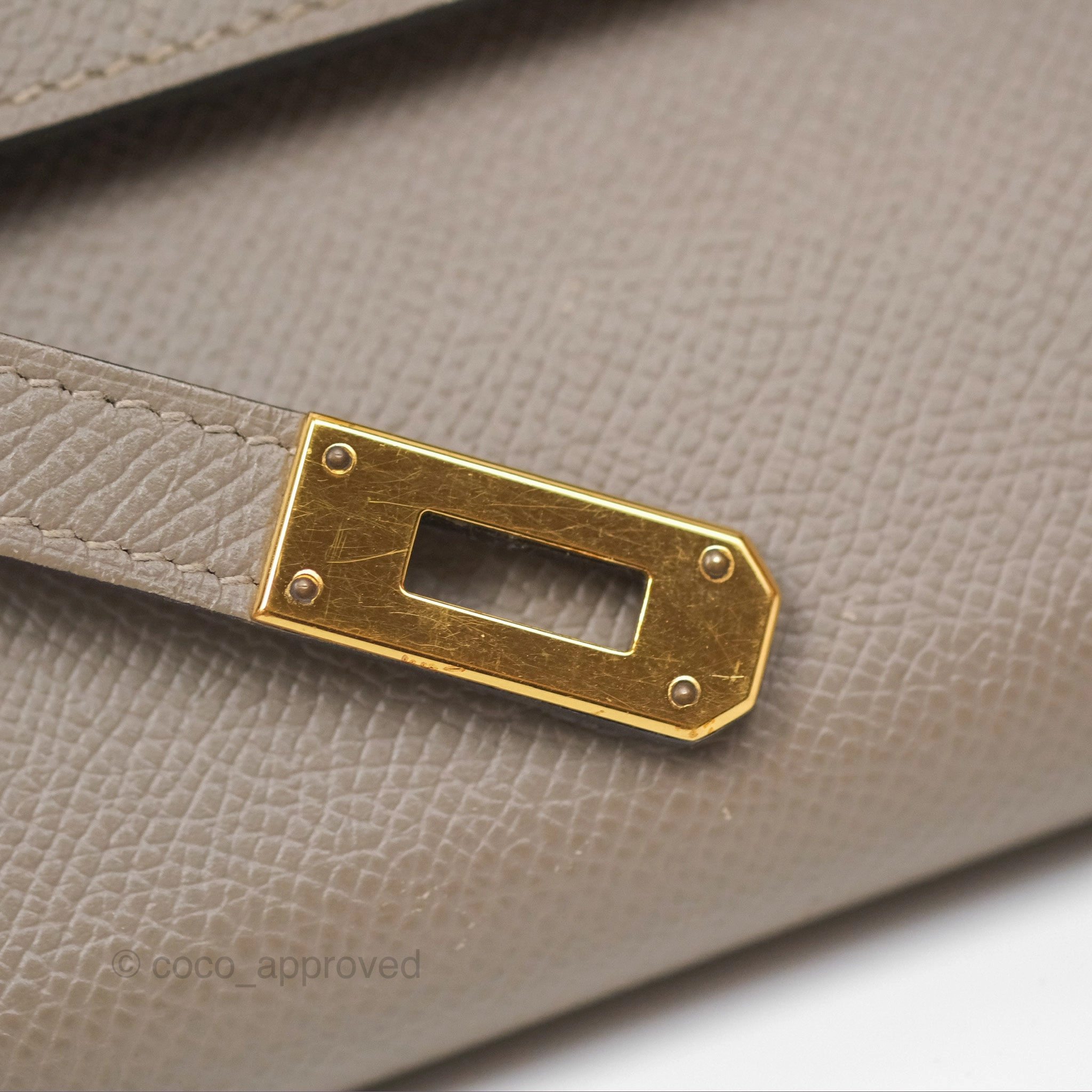 Herms Kelly Wallet Gris Asphalte M8 Epsom Gold Hardware