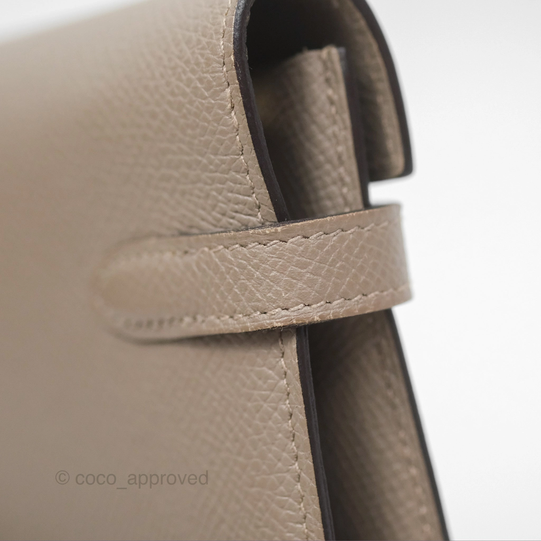 Herms Kelly Wallet Gris Asphalte M8 Epsom Gold Hardware