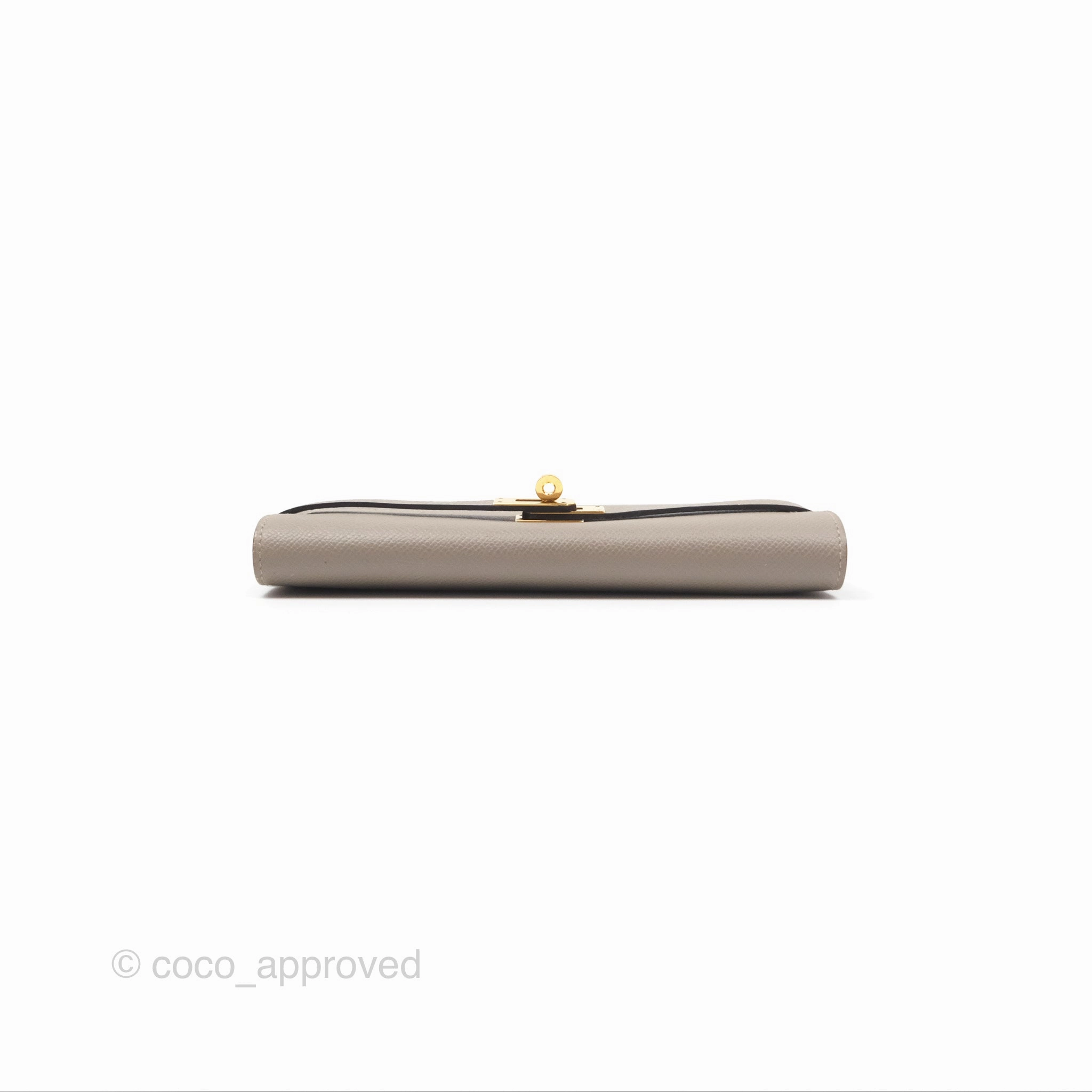 Herms Kelly Wallet Gris Asphalte M8 Epsom Gold Hardware