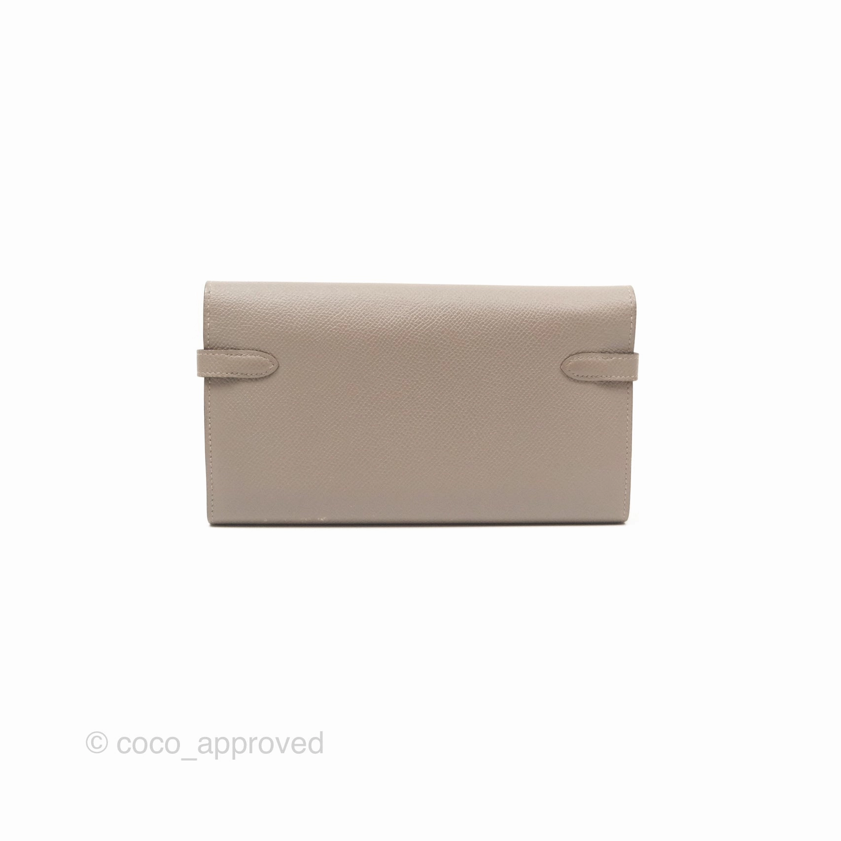 Herms Kelly Wallet Gris Asphalte M8 Epsom Gold Hardware