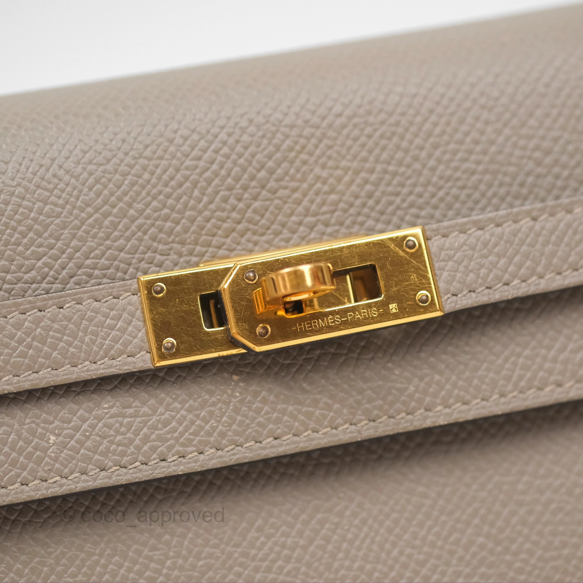 Herms Kelly Wallet Gris Asphalte M8 Epsom Gold Hardware