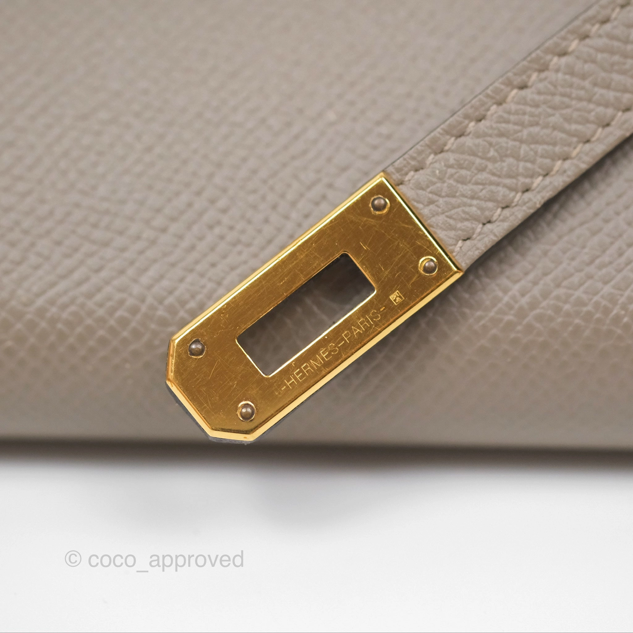 Herms Kelly Wallet Gris Asphalte M8 Epsom Gold Hardware