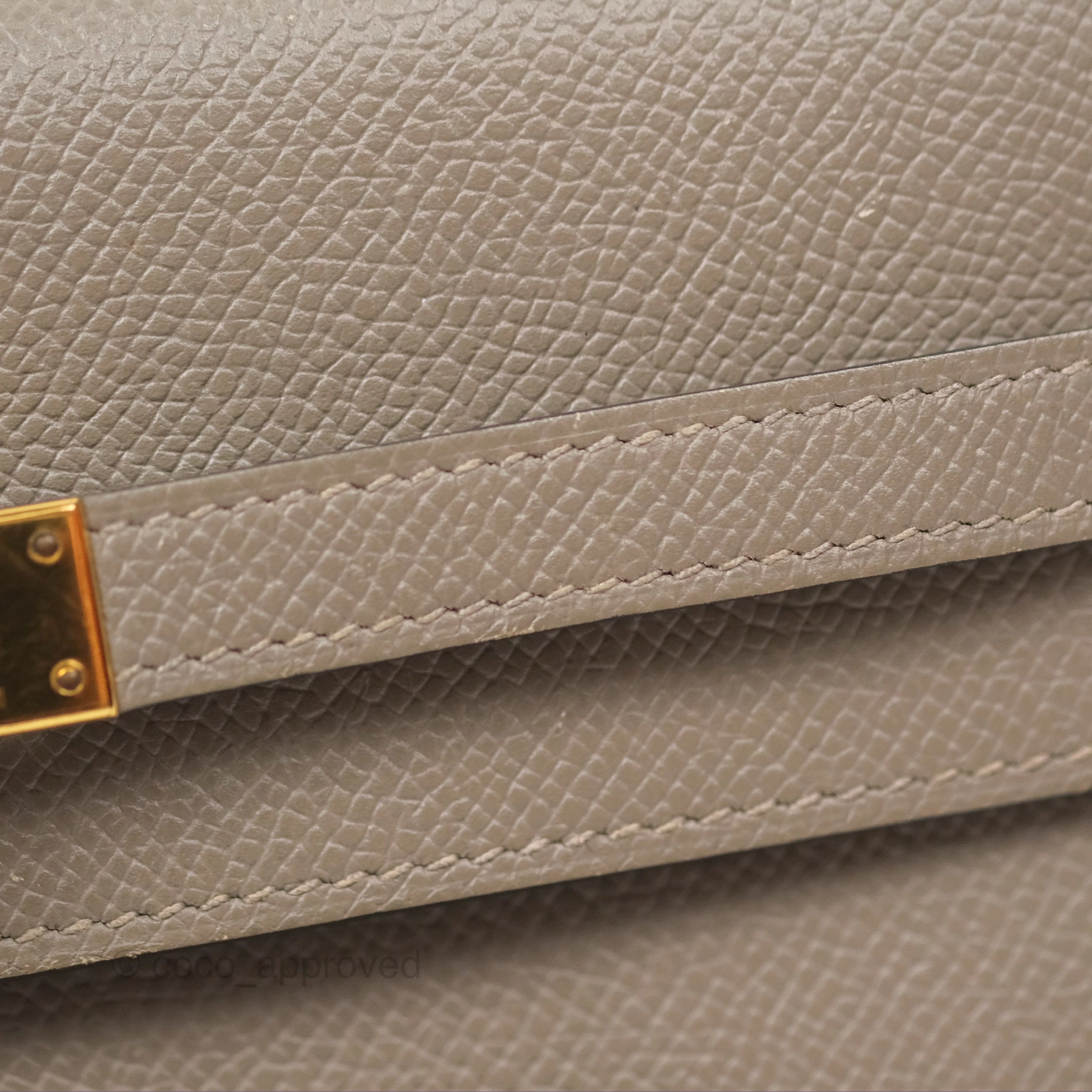 Herms Kelly Wallet Gris Asphalte M8 Epsom Gold Hardware