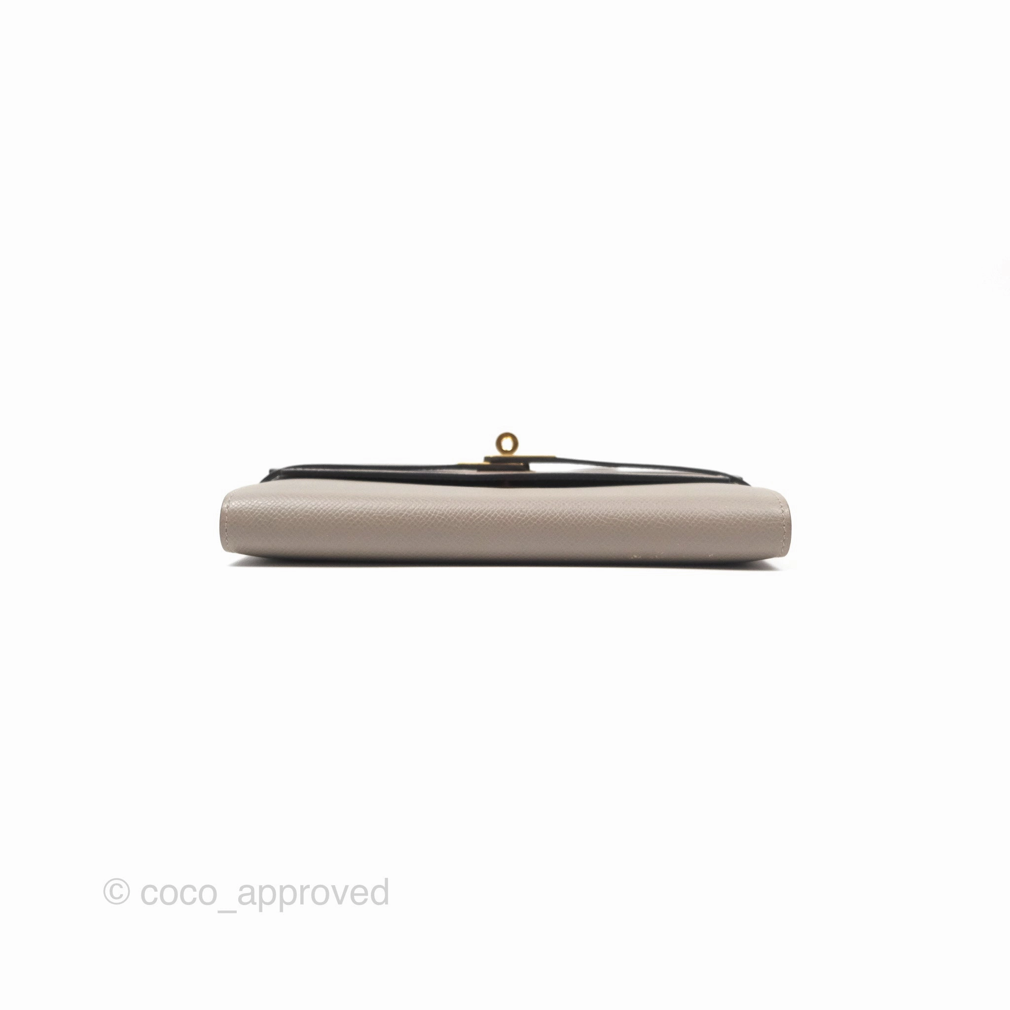 Herms Kelly Wallet Gris Asphalte M8 Epsom Gold Hardware