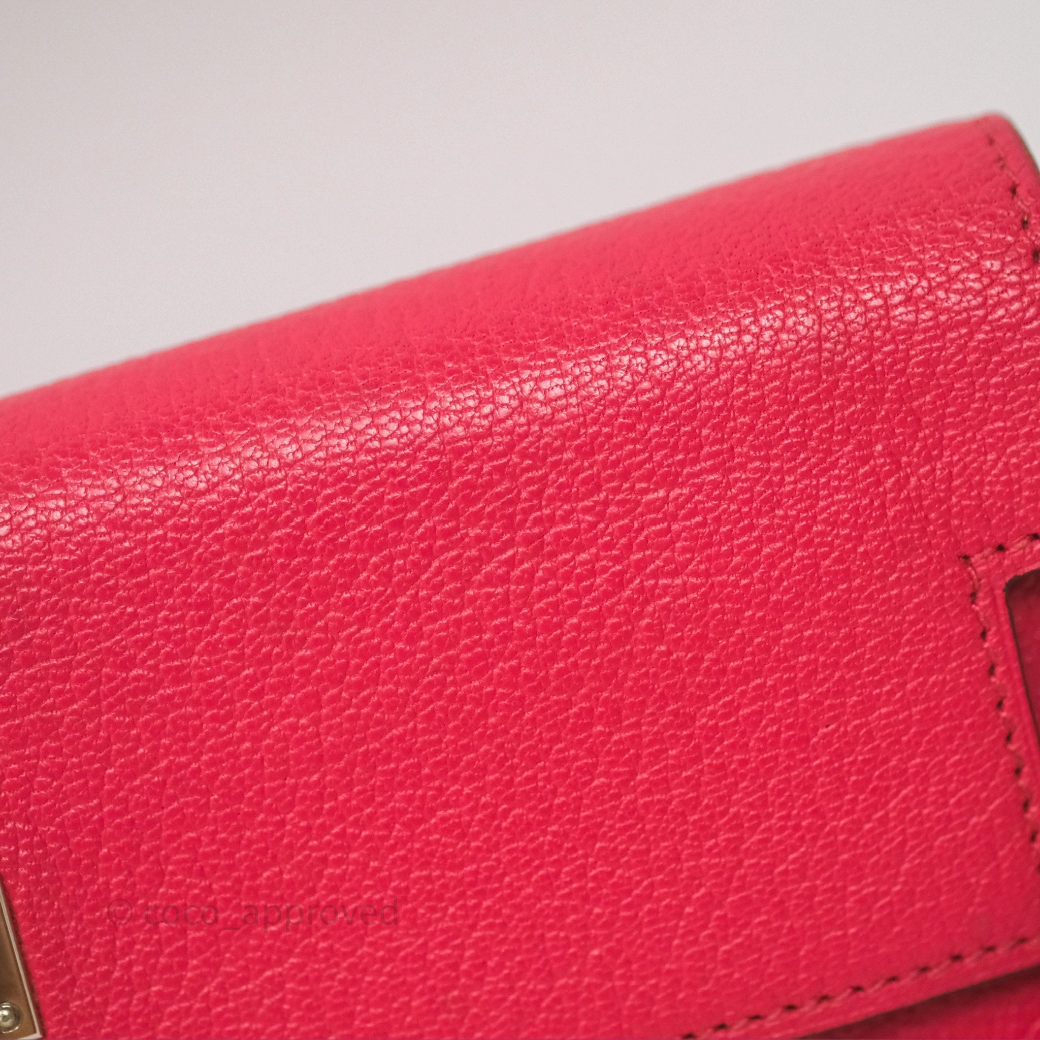 Herms Kelly Wallet Pink Chevre Mysore Palladium Hardware