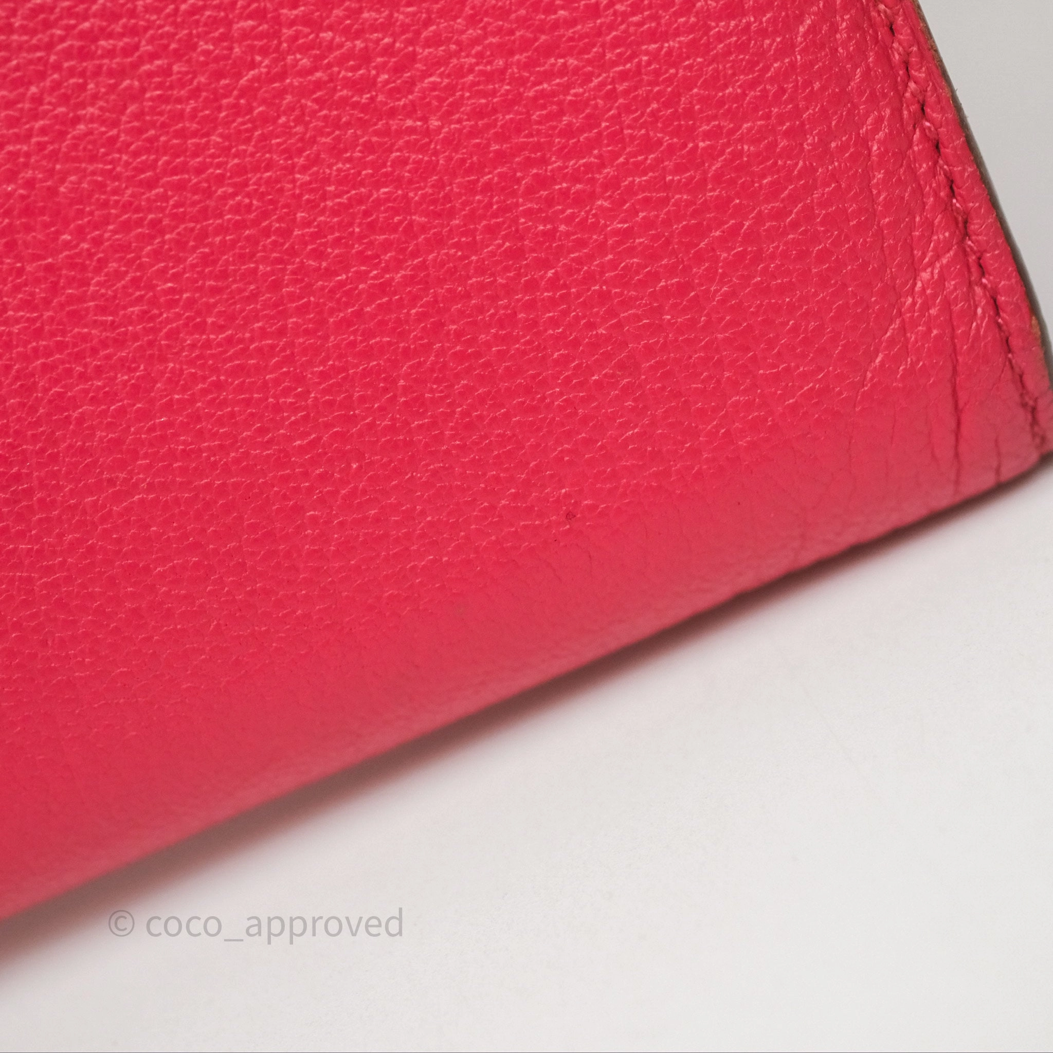 Herms Kelly Wallet Pink Chevre Mysore Palladium Hardware