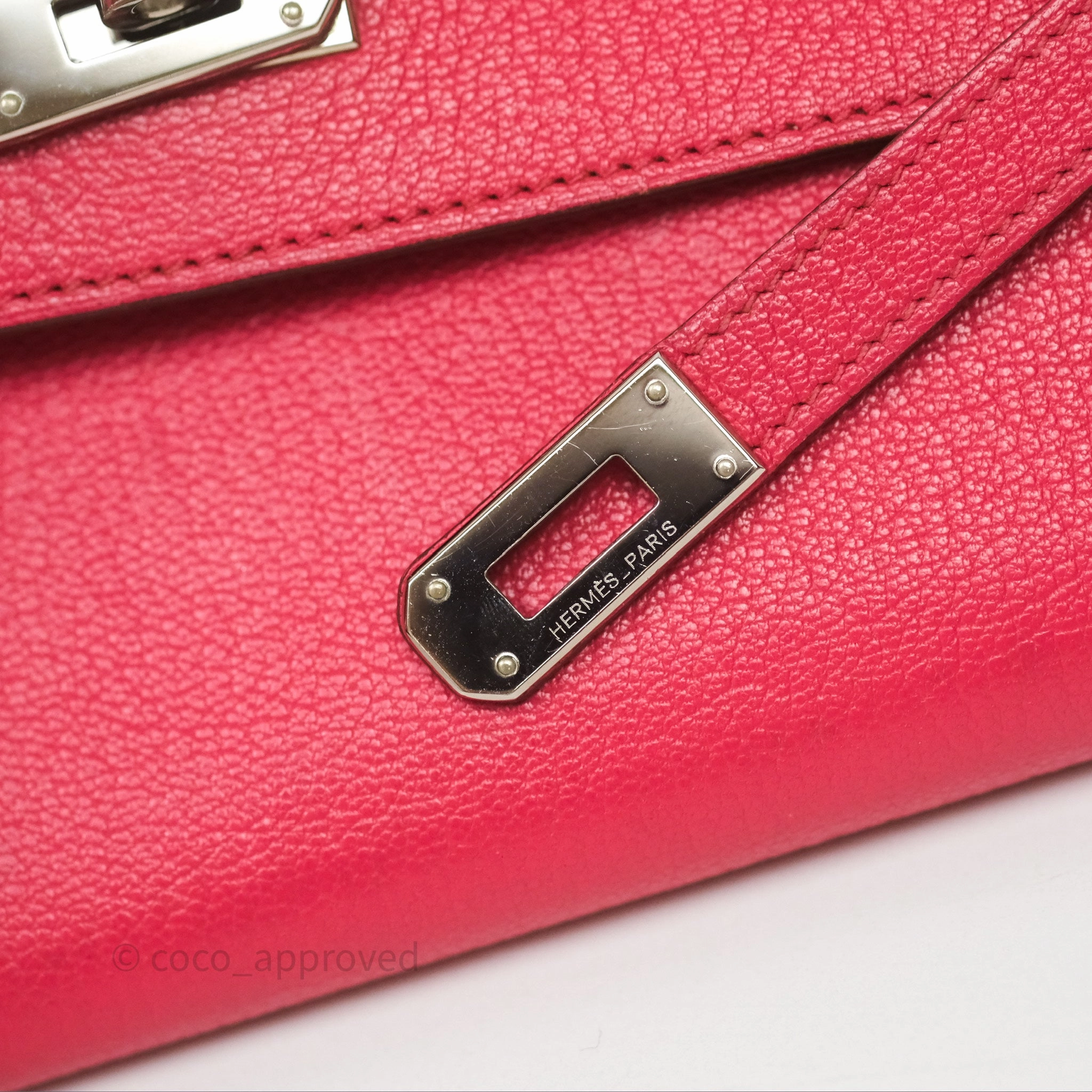 Herms Kelly Wallet Pink Chevre Mysore Palladium Hardware