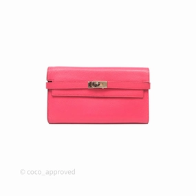 Herms Kelly Wallet Pink Chevre Mysore Palladium Hardware