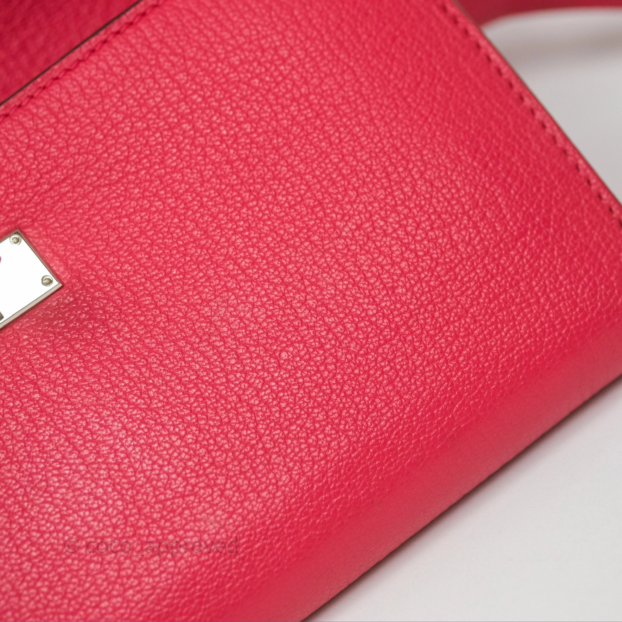 Herms Kelly Wallet Pink Chevre Mysore Palladium Hardware