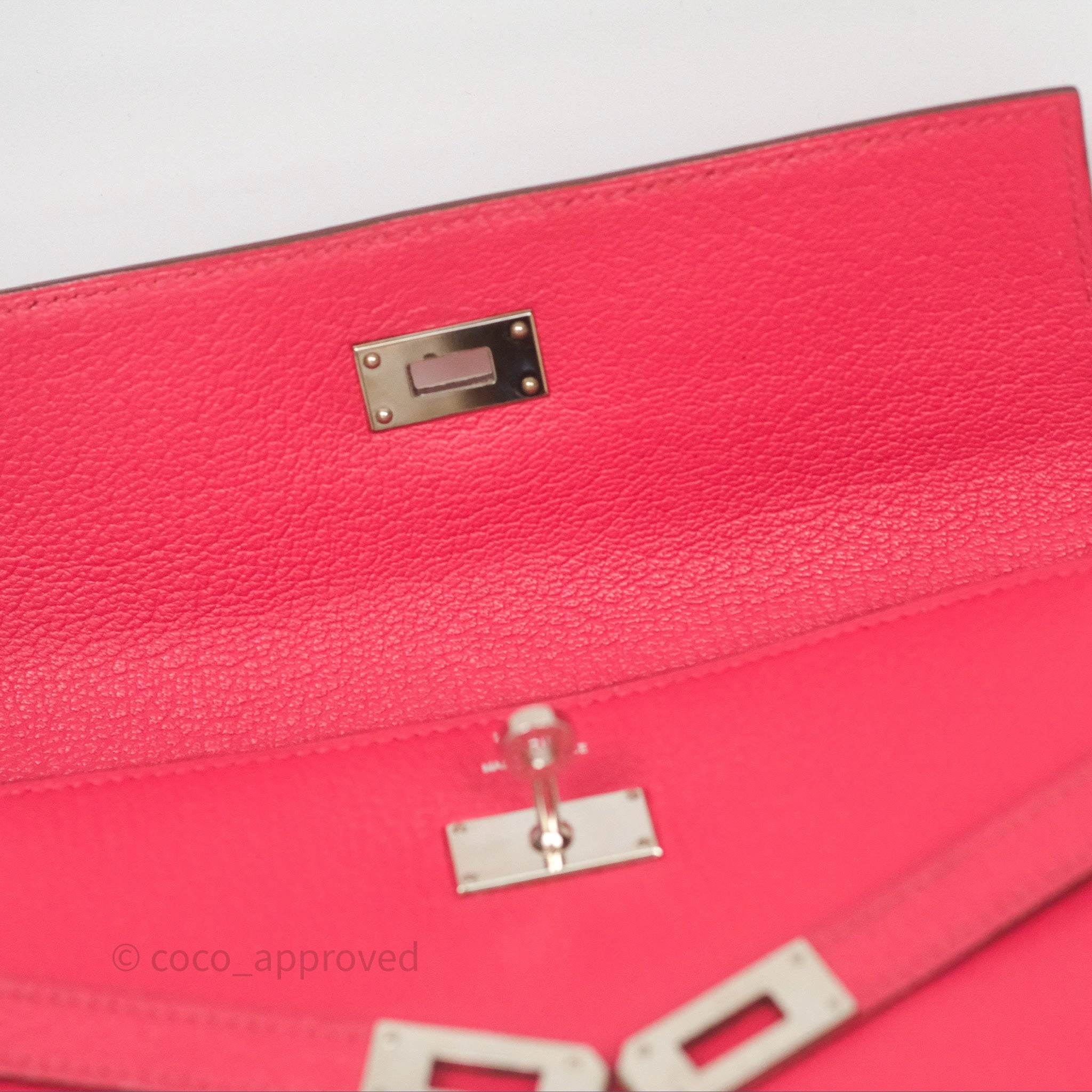 Herms Kelly Wallet Pink Chevre Mysore Palladium Hardware