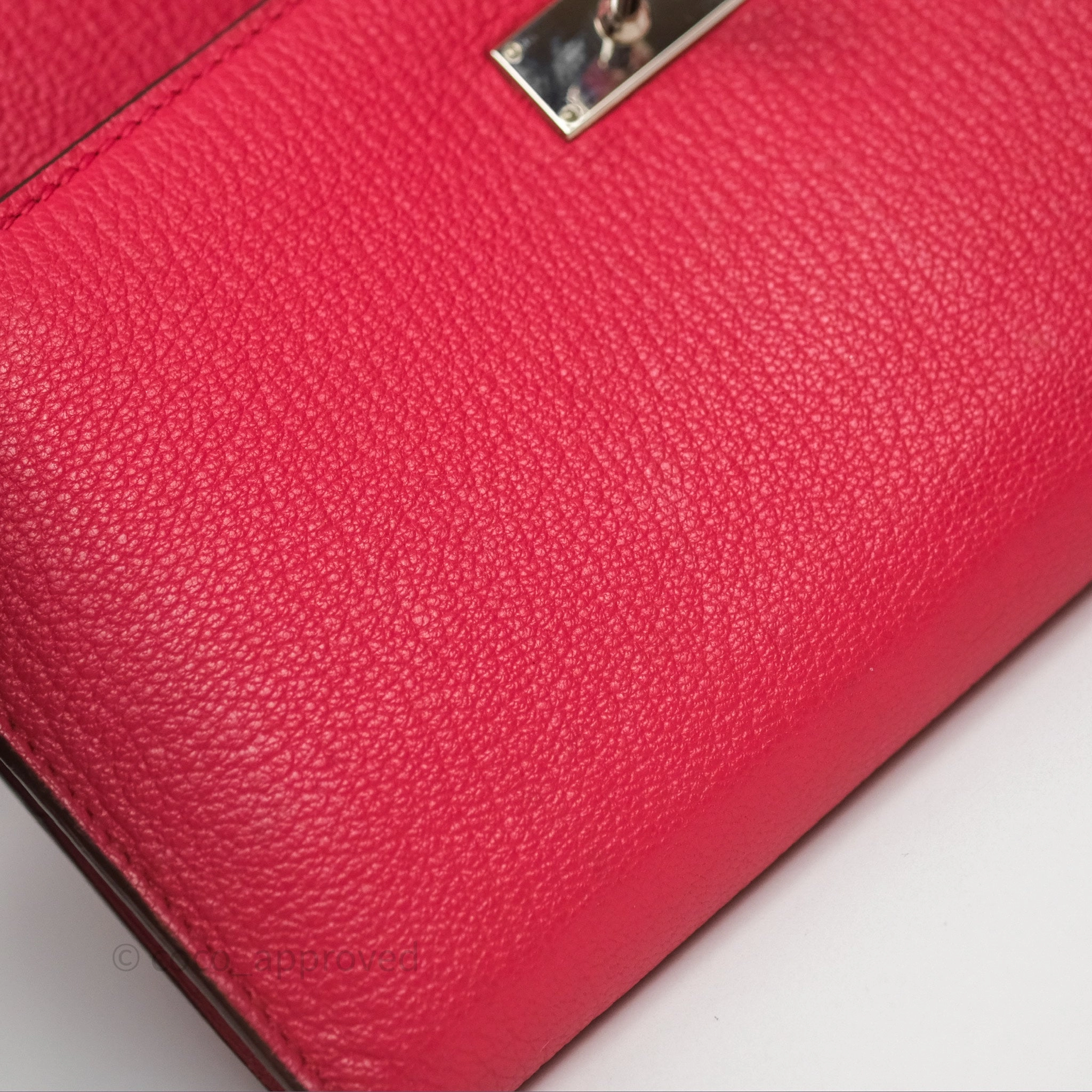 Herms Kelly Wallet Pink Chevre Mysore Palladium Hardware