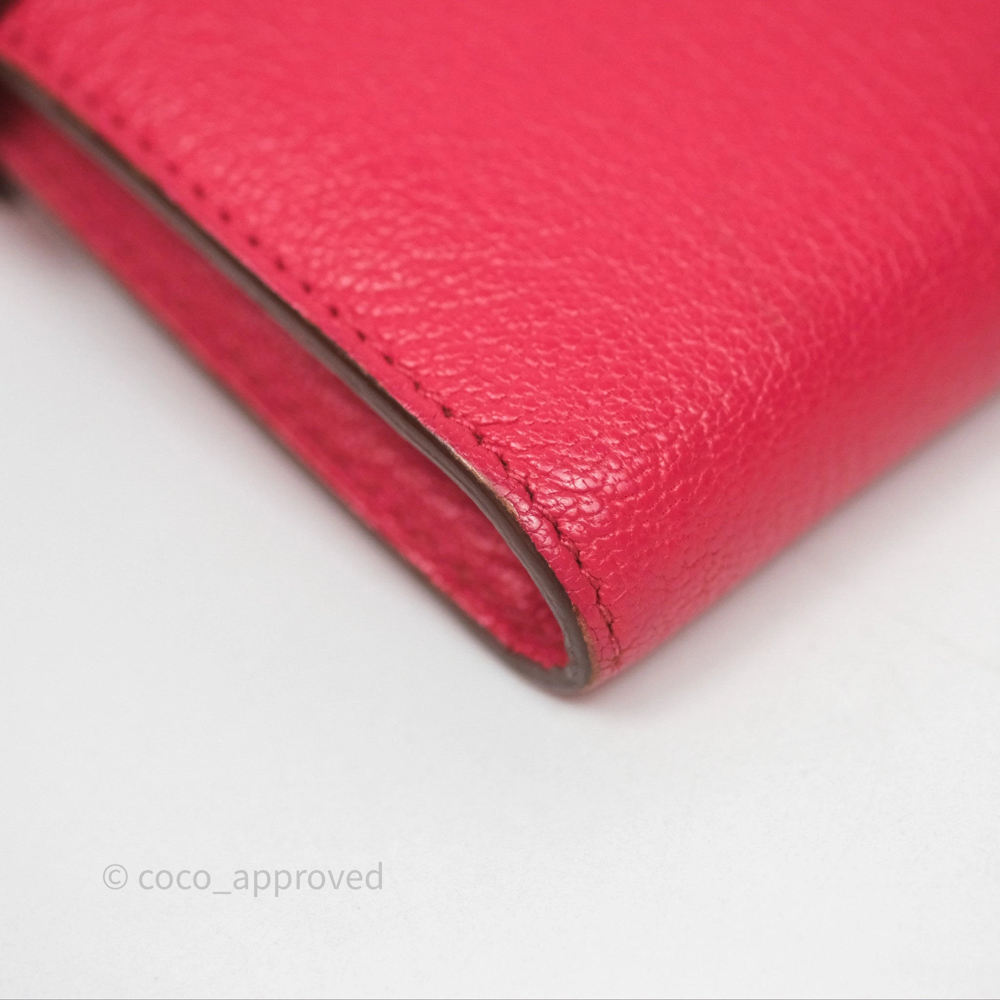 Herms Kelly Wallet Pink Chevre Mysore Palladium Hardware