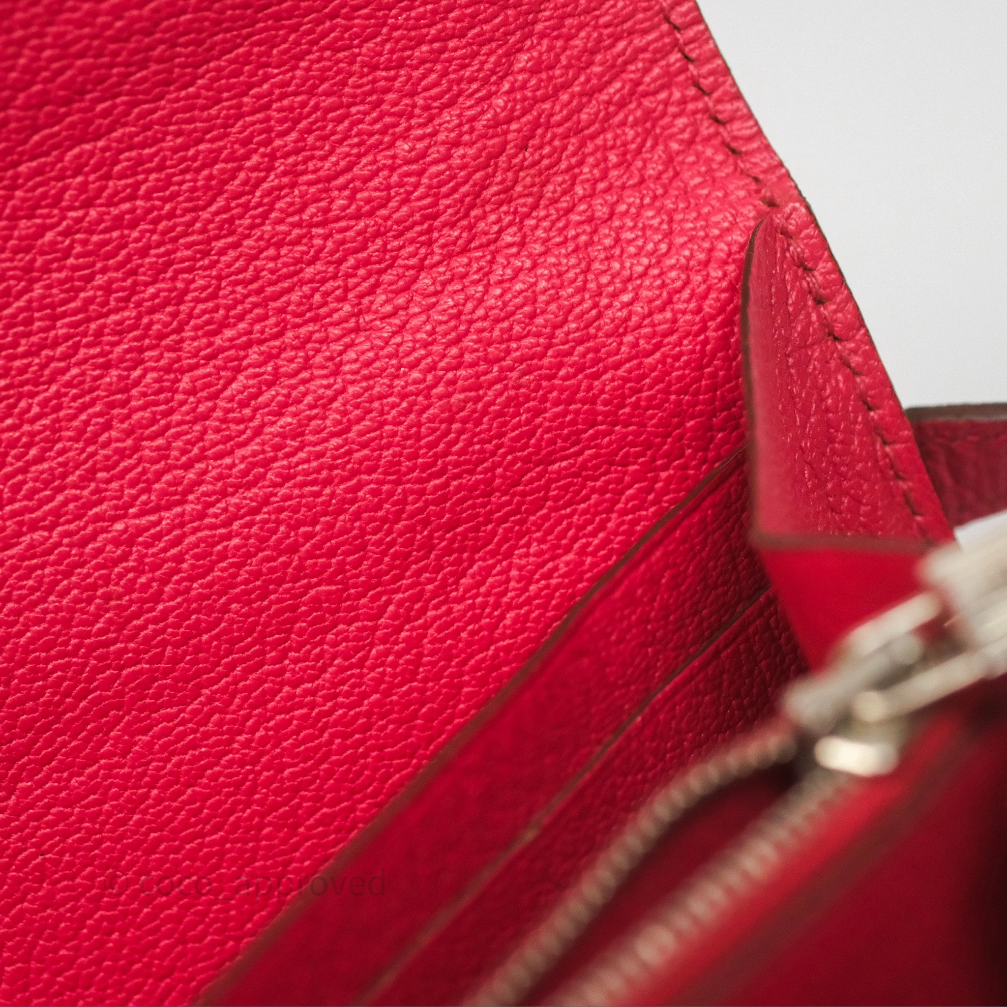 Herms Kelly Wallet Pink Chevre Mysore Palladium Hardware