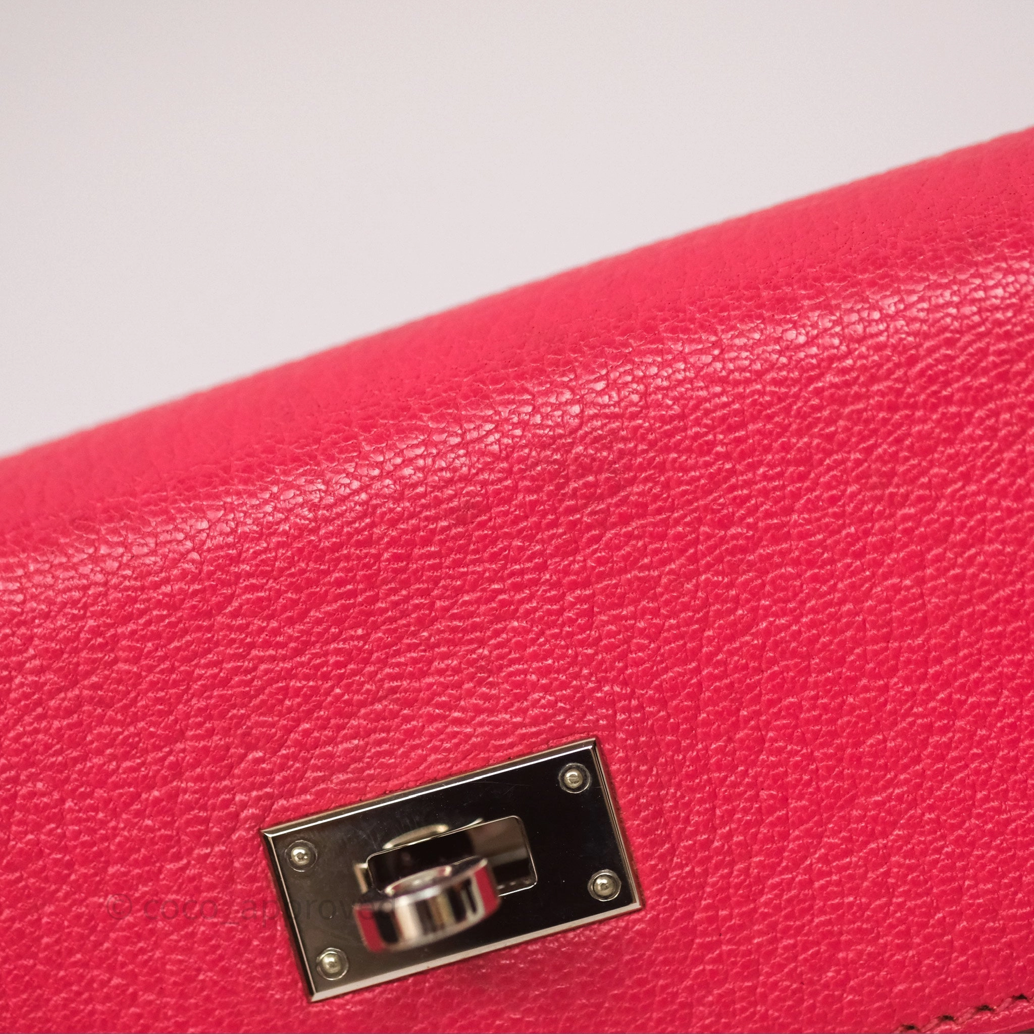 Herms Kelly Wallet Pink Chevre Mysore Palladium Hardware