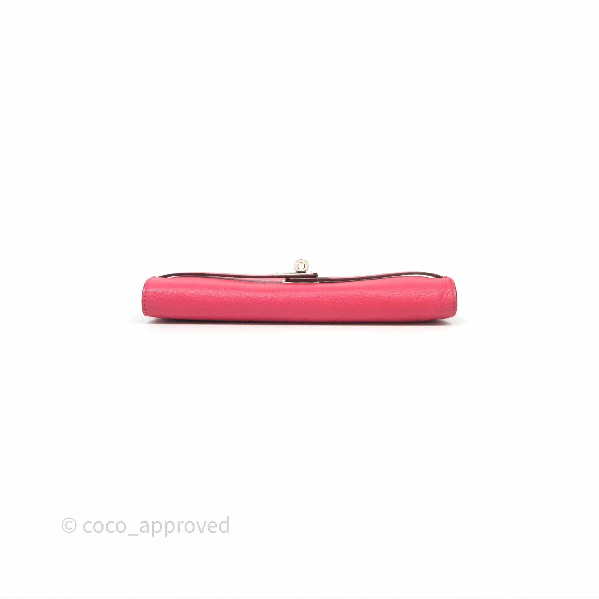 Herms Kelly Wallet Pink Chevre Mysore Palladium Hardware