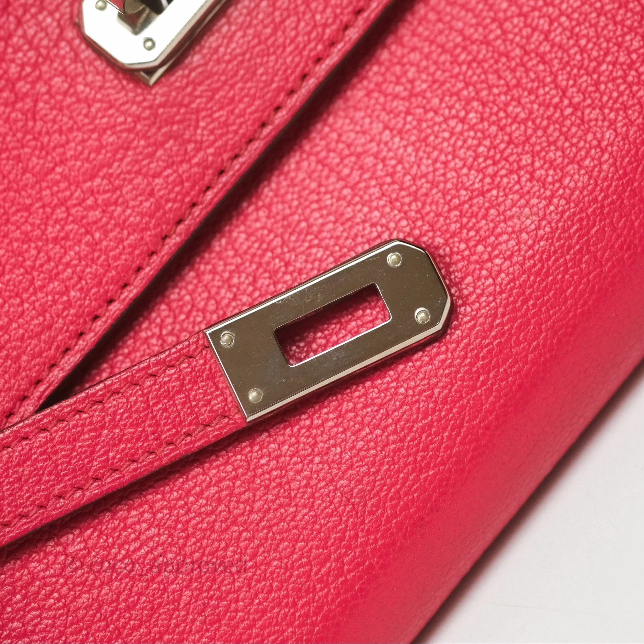 Herms Kelly Wallet Pink Chevre Mysore Palladium Hardware