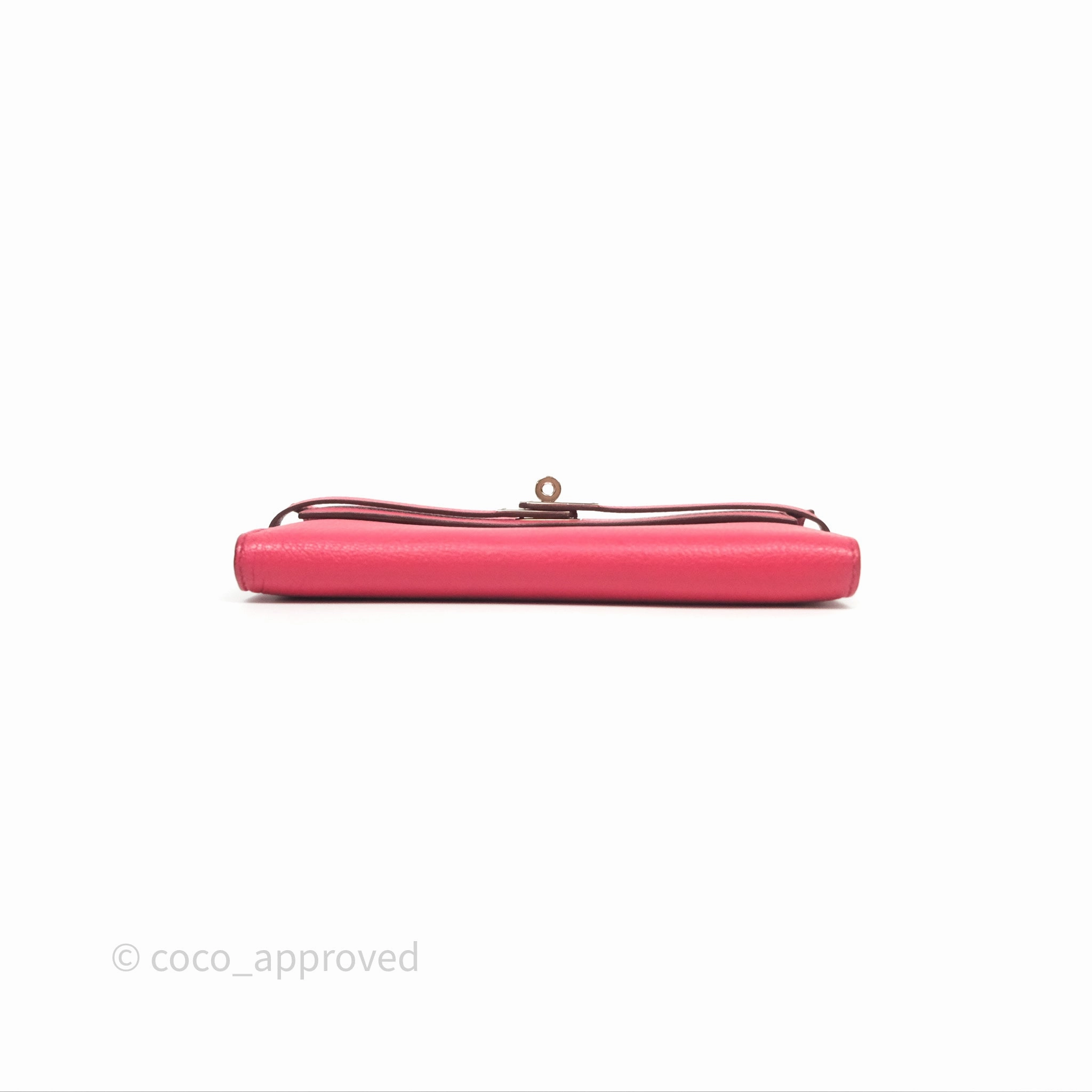 Herms Kelly Wallet Pink Chevre Mysore Palladium Hardware