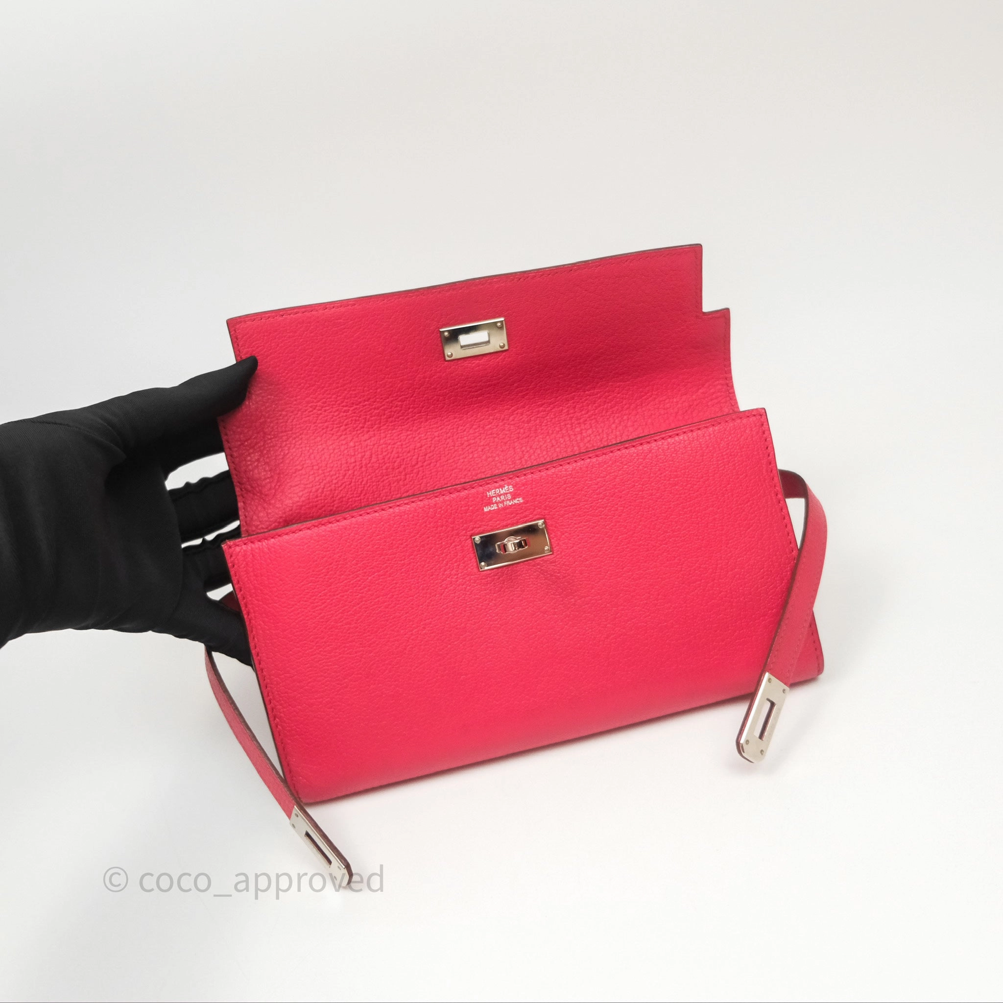 Herms Kelly Wallet Pink Chevre Mysore Palladium Hardware