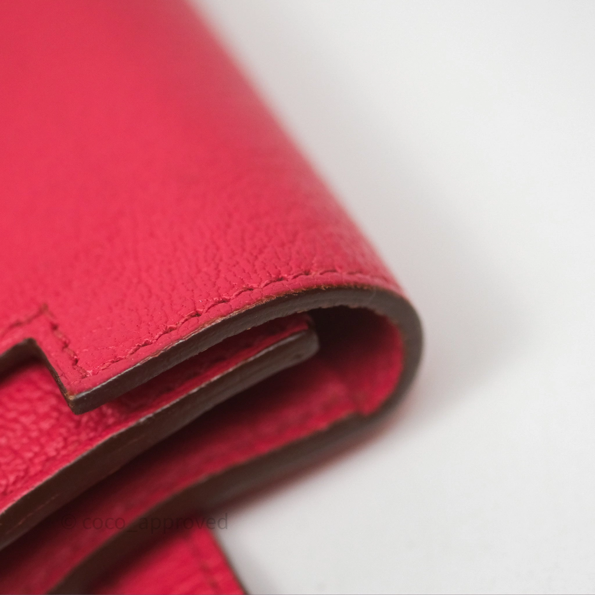 Herms Kelly Wallet Pink Chevre Mysore Palladium Hardware