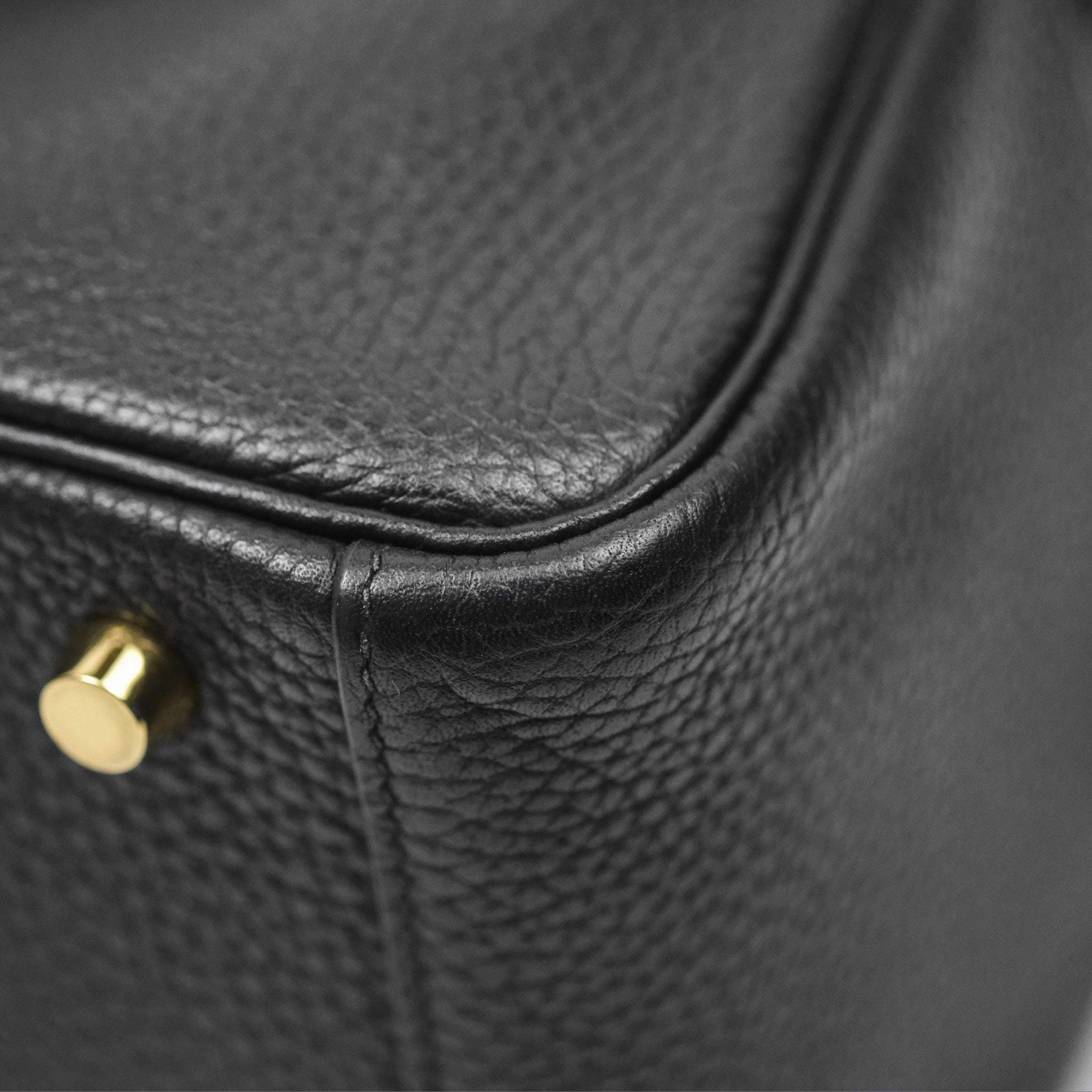 Herms Lindy 26 Black Clemence Gold Hardware