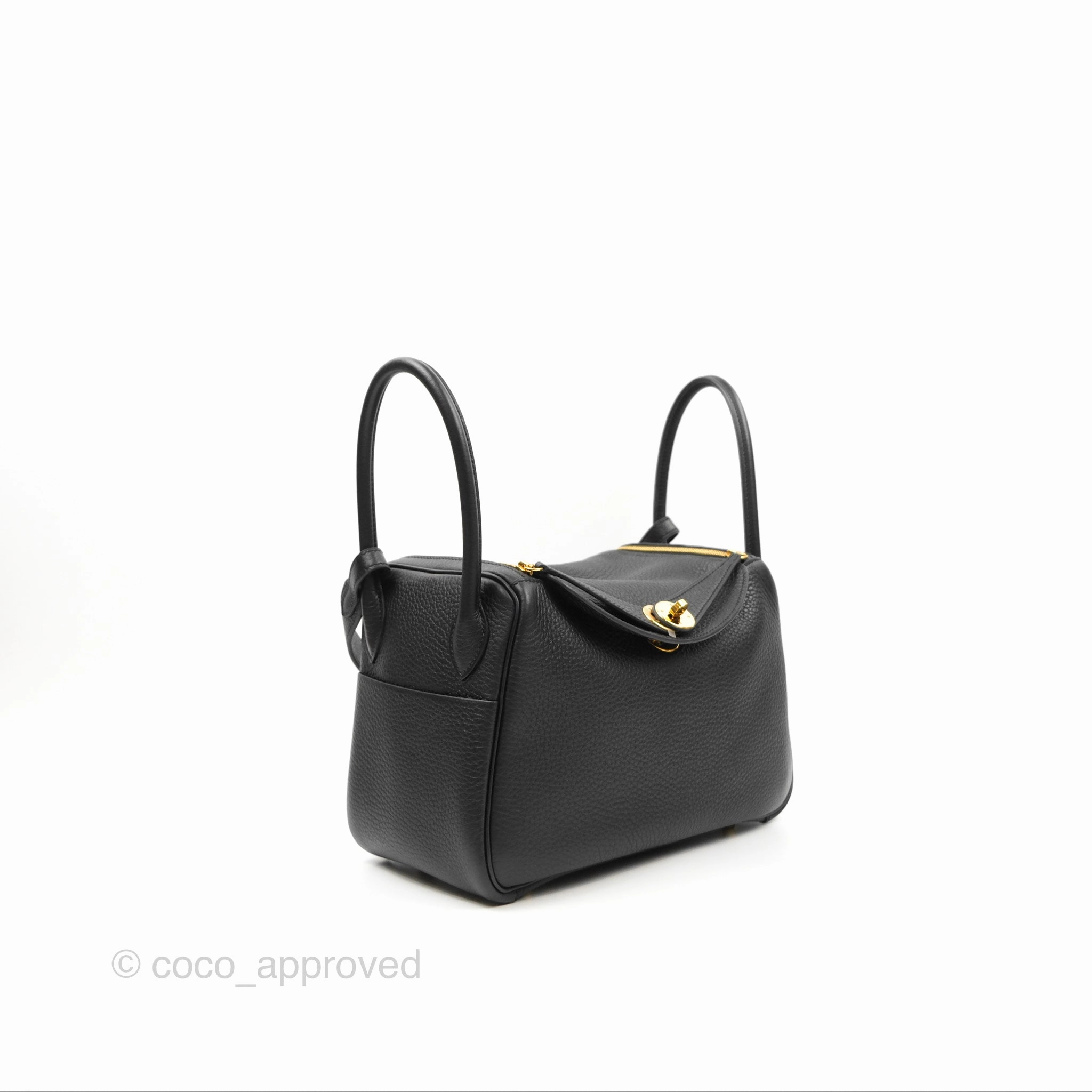 Herms Lindy 26 Black Clemence Gold Hardware