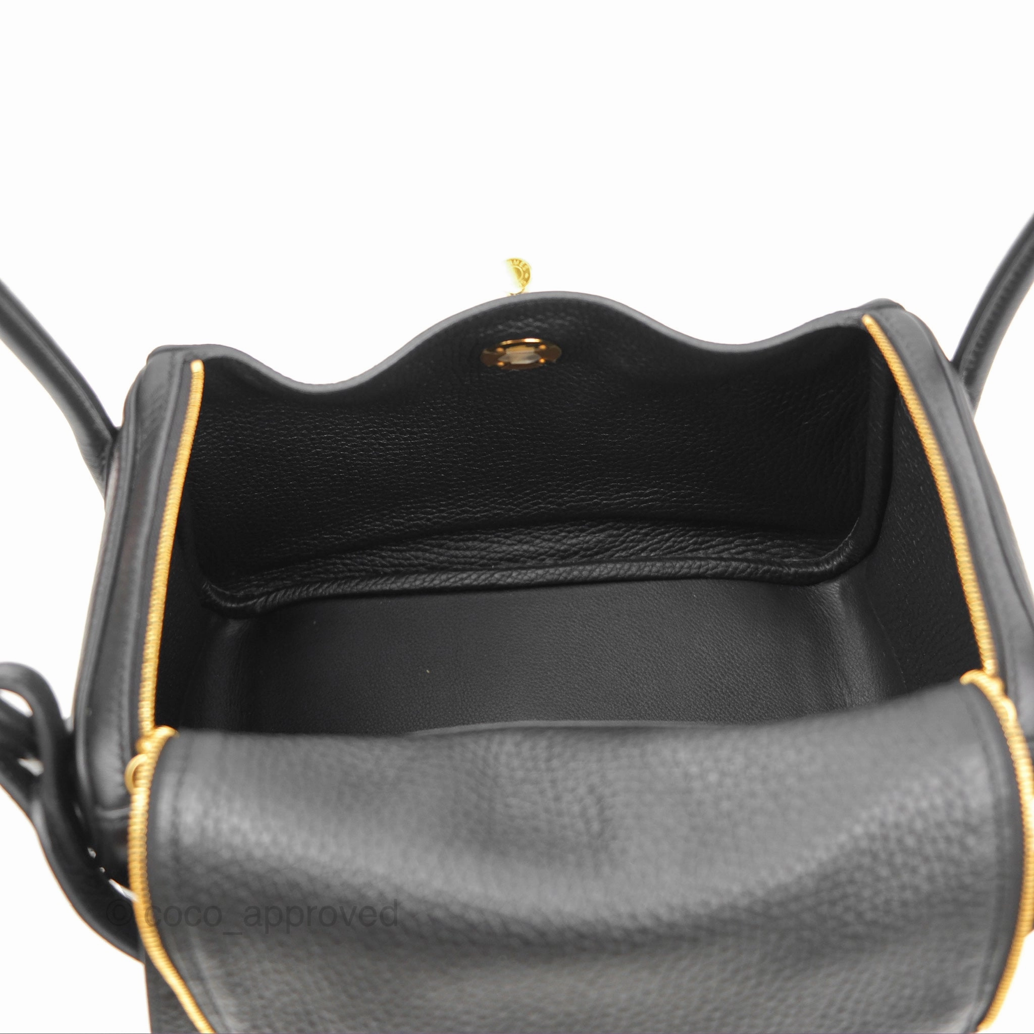 Herms Lindy 26 Black Clemence Gold Hardware