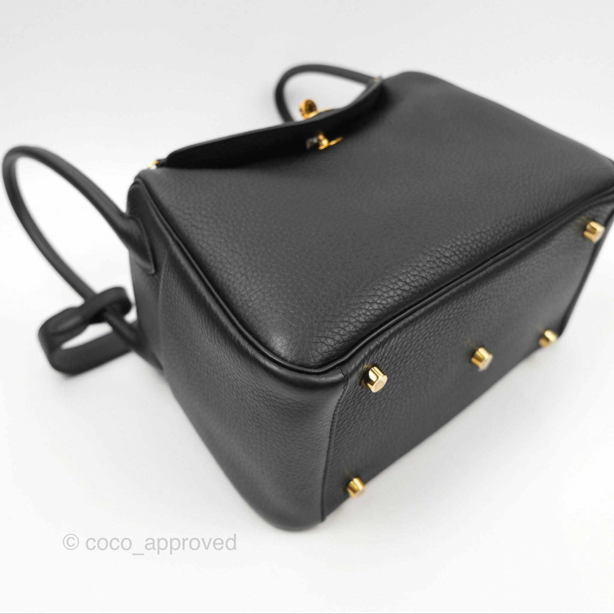 Herms Lindy 26 Black Clemence Gold Hardware