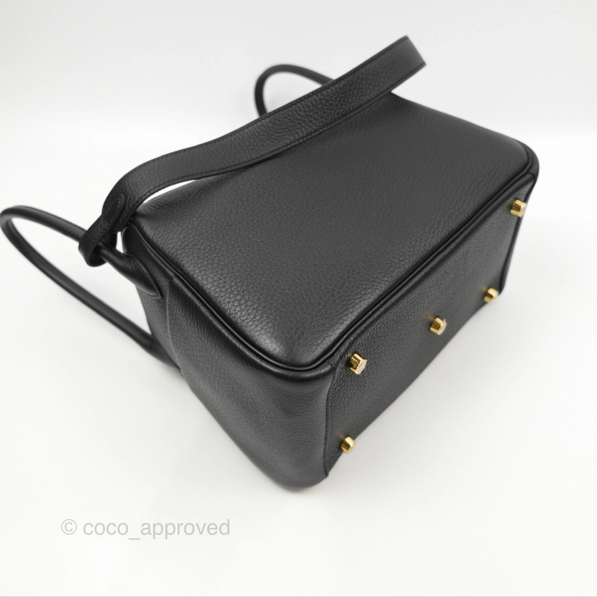 Herms Lindy 26 Black Clemence Gold Hardware