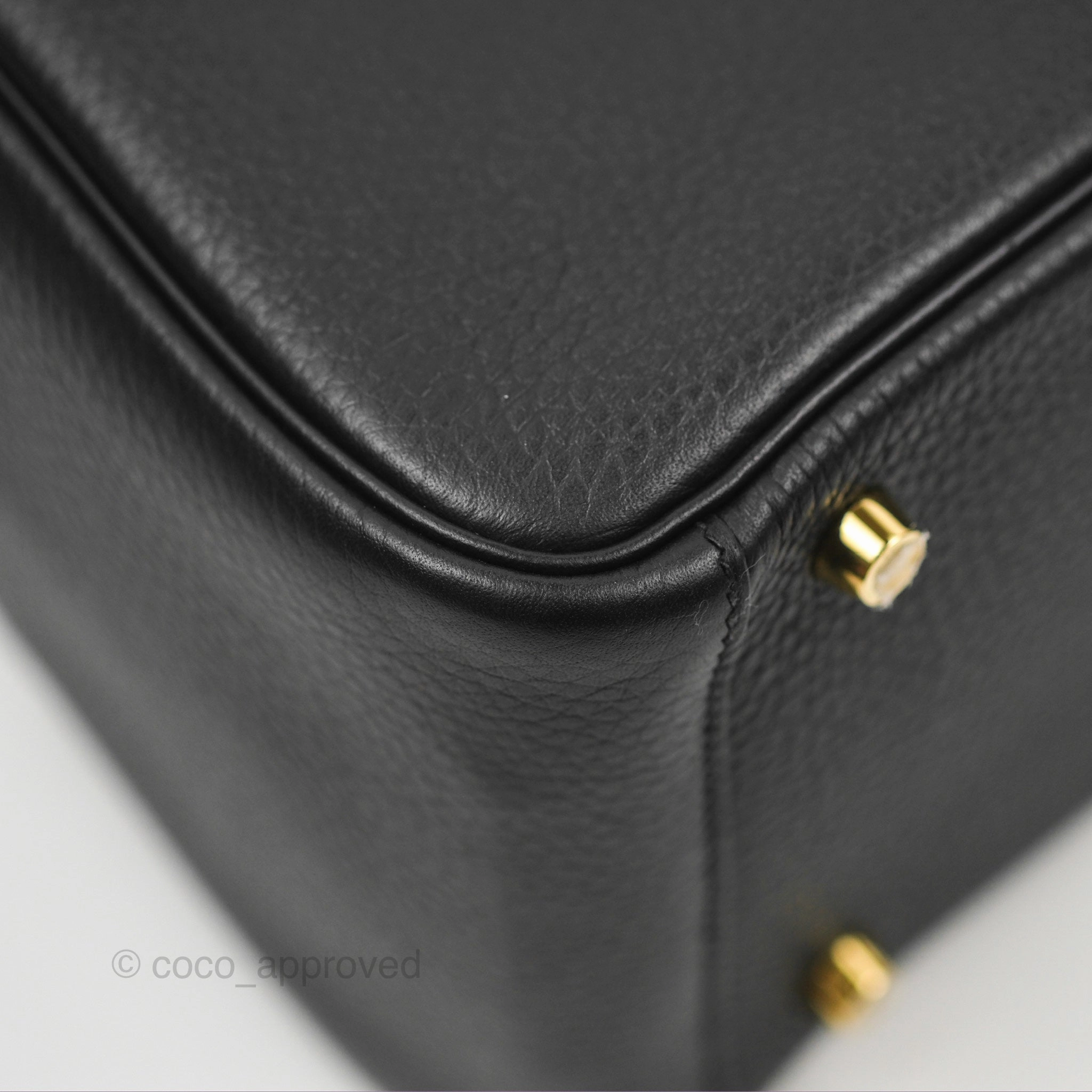 Herms Lindy 26 Black Clemence Gold Hardware