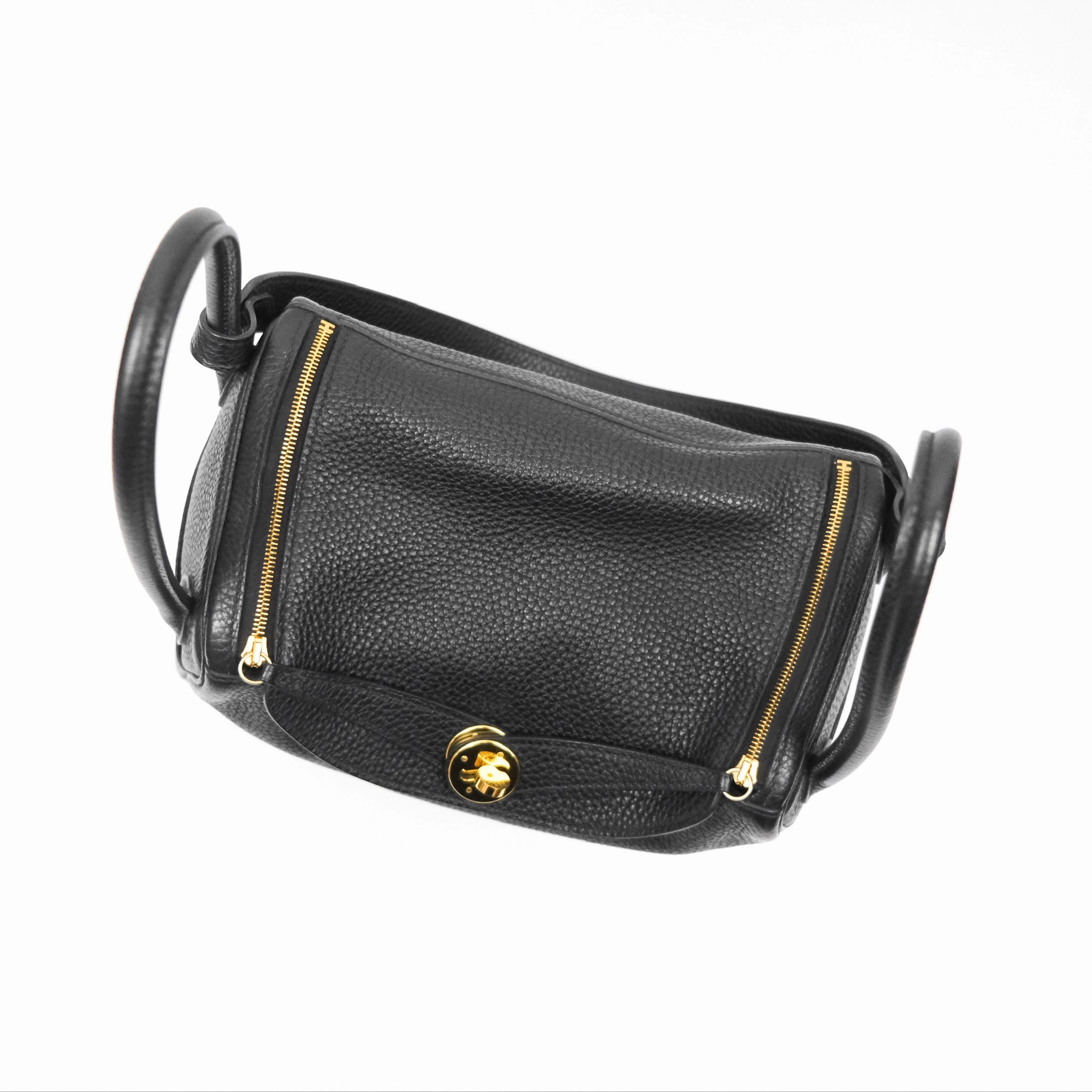 Herms Lindy 26 Black Clemence Gold Hardware