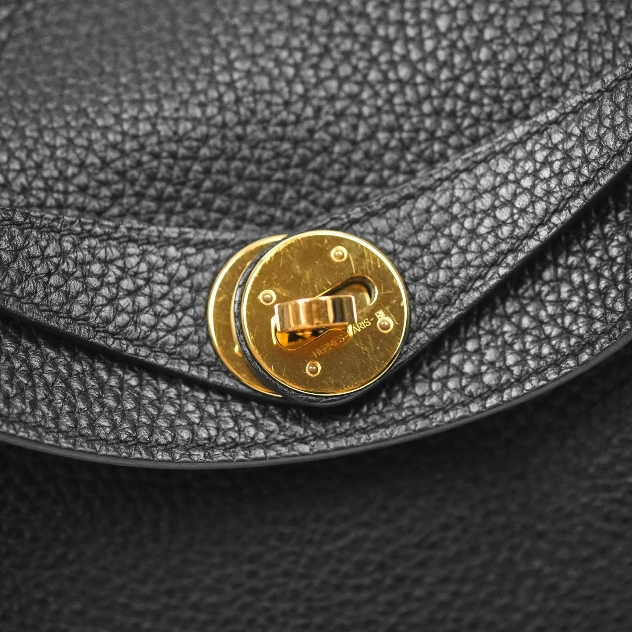 Herms Lindy 26 Black Clemence Gold Hardware