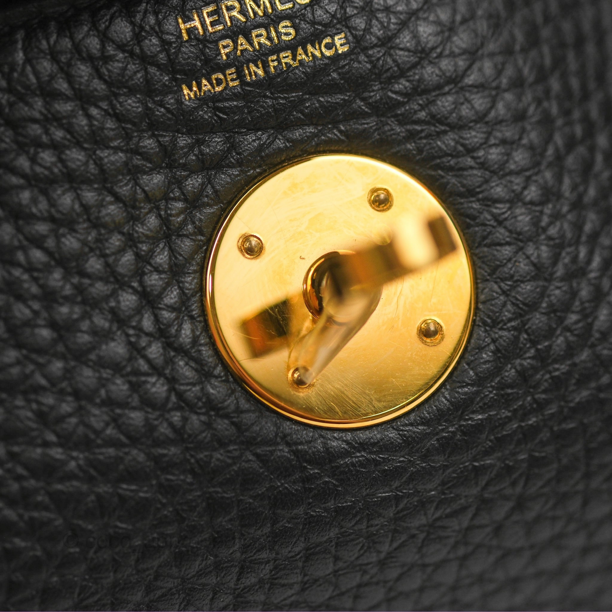 Herms Lindy 26 Black Clemence Gold Hardware