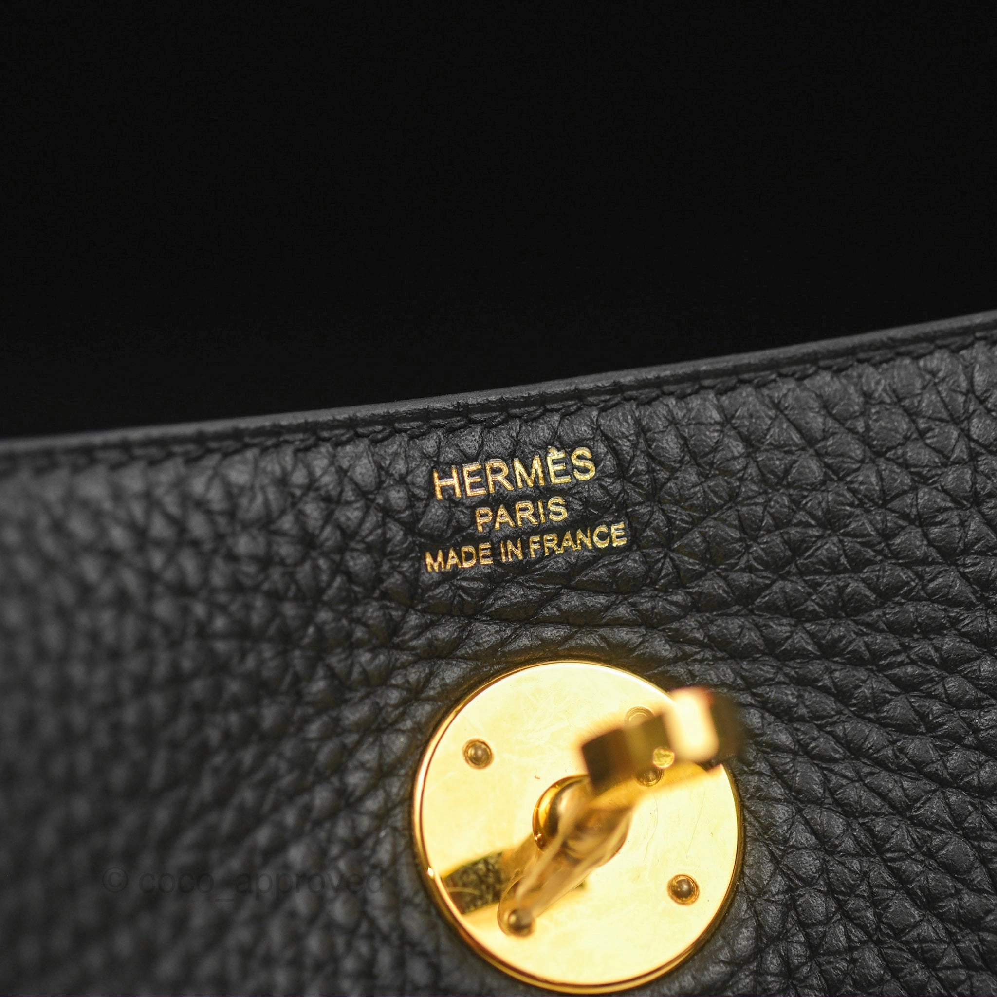 Herms Lindy 26 Black Clemence Gold Hardware