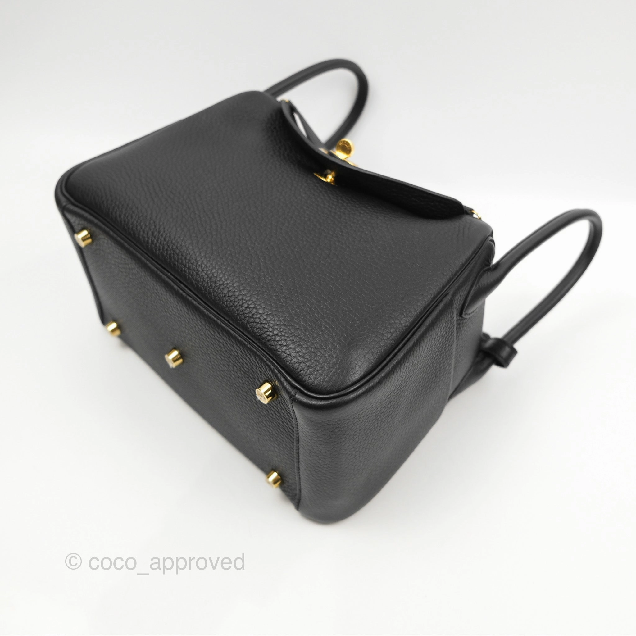 Herms Lindy 26 Black Clemence Gold Hardware