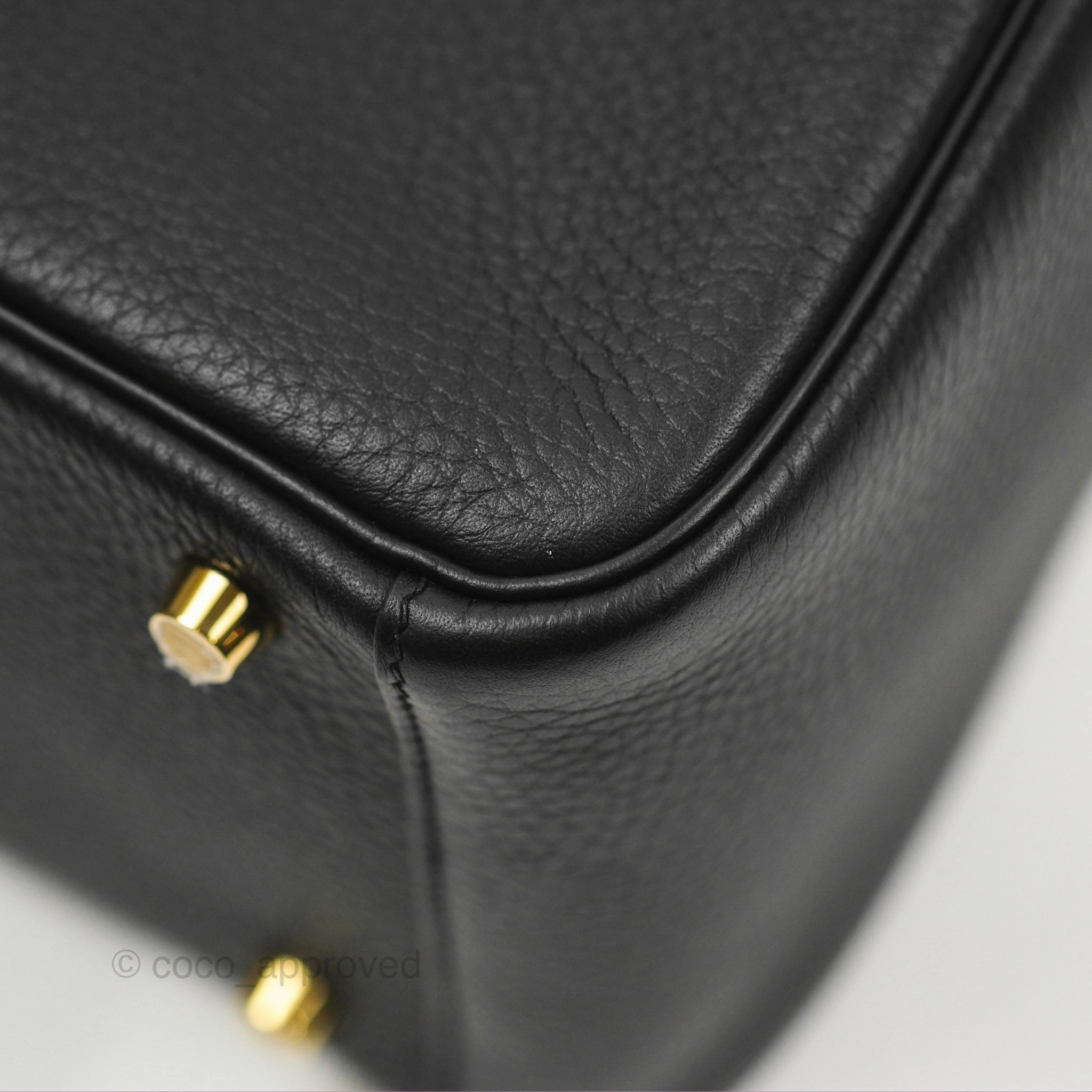 Herms Lindy 26 Black Clemence Gold Hardware