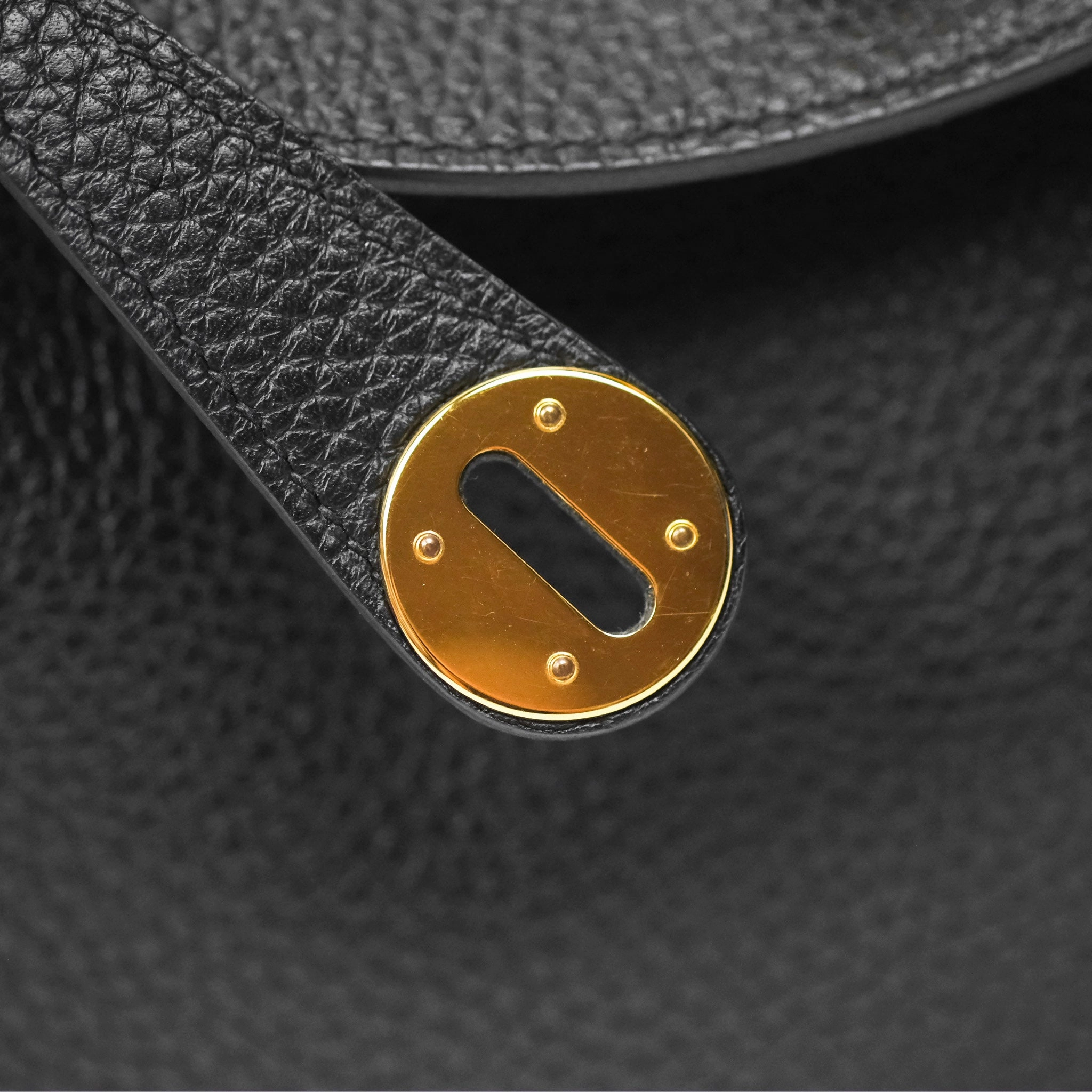 Herms Lindy 26 Black Clemence Gold Hardware