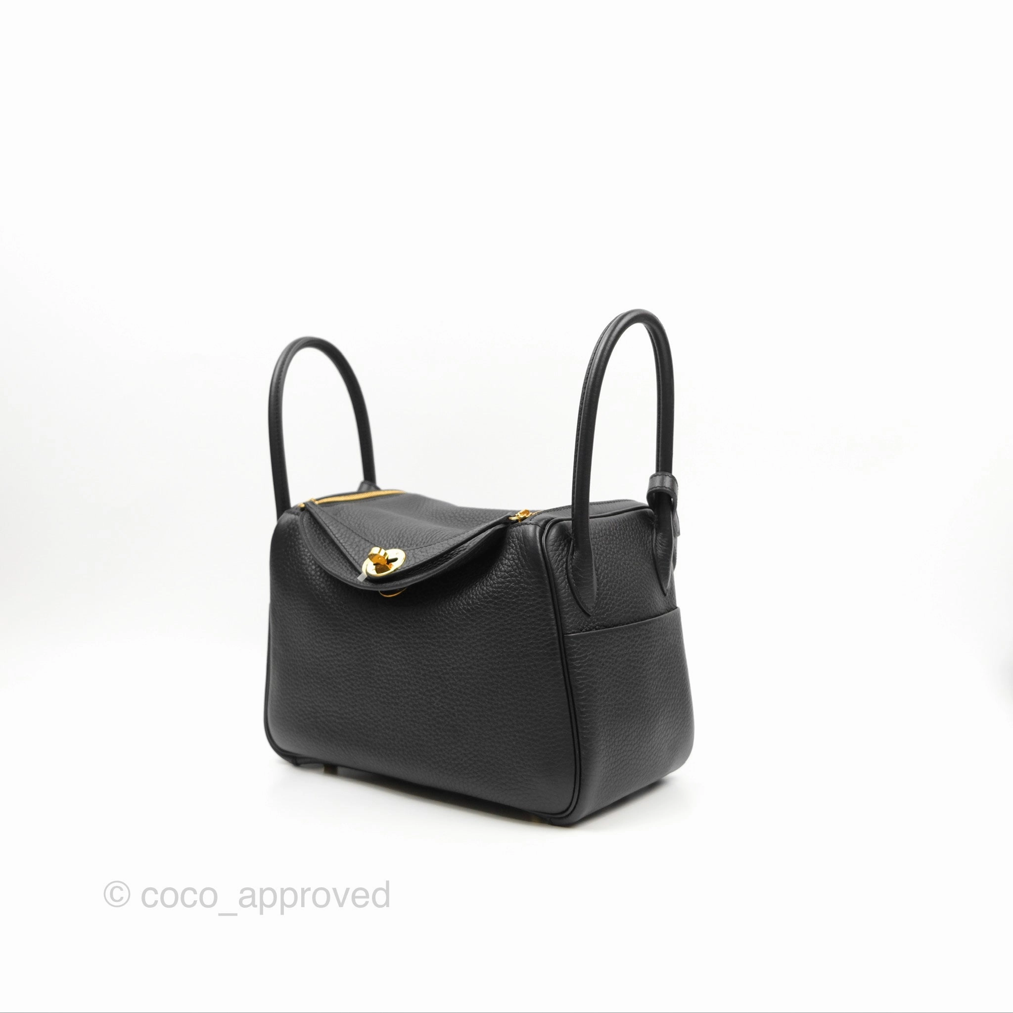 Herms Lindy 26 Black Clemence Gold Hardware