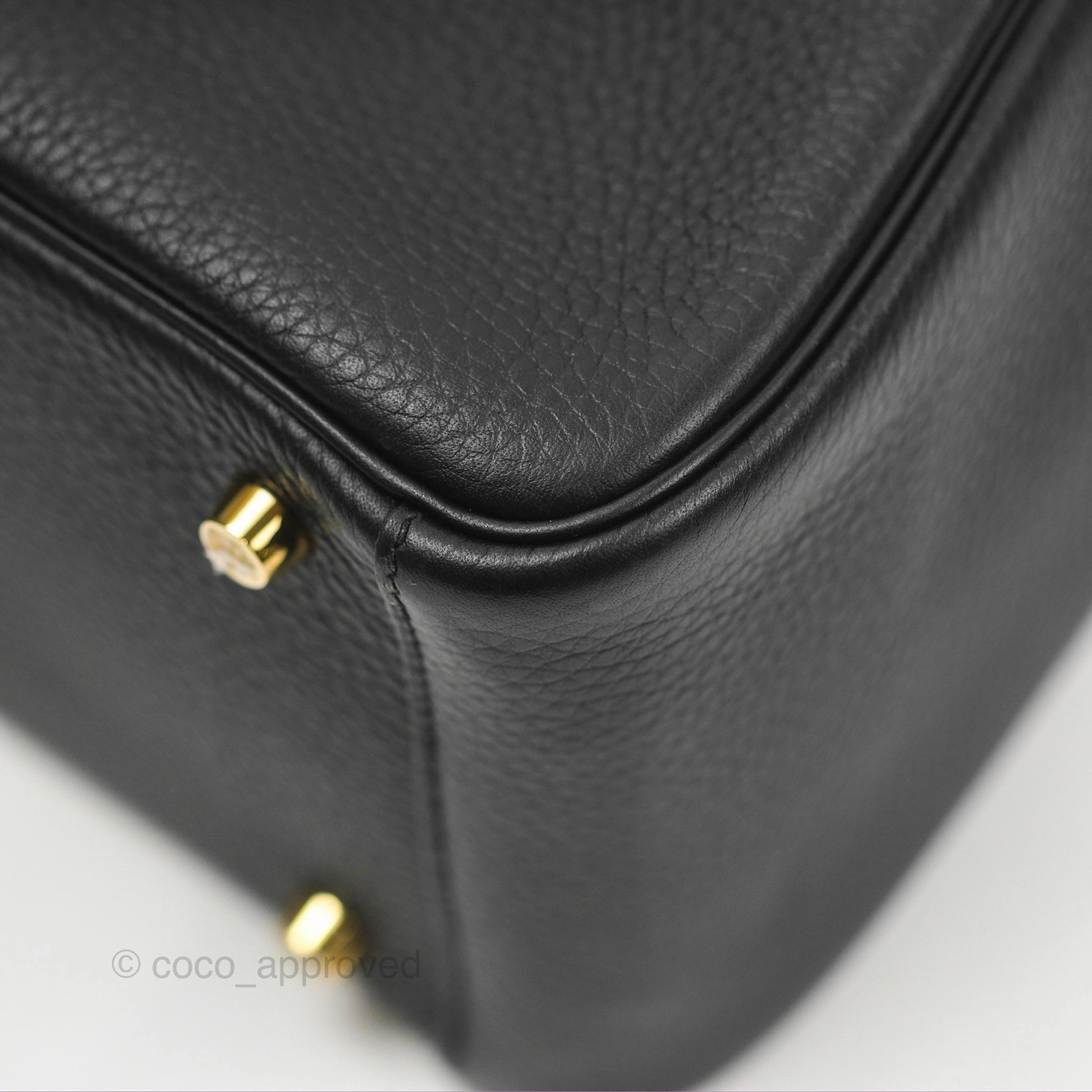 Herms Lindy 26 Black Clemence Gold Hardware