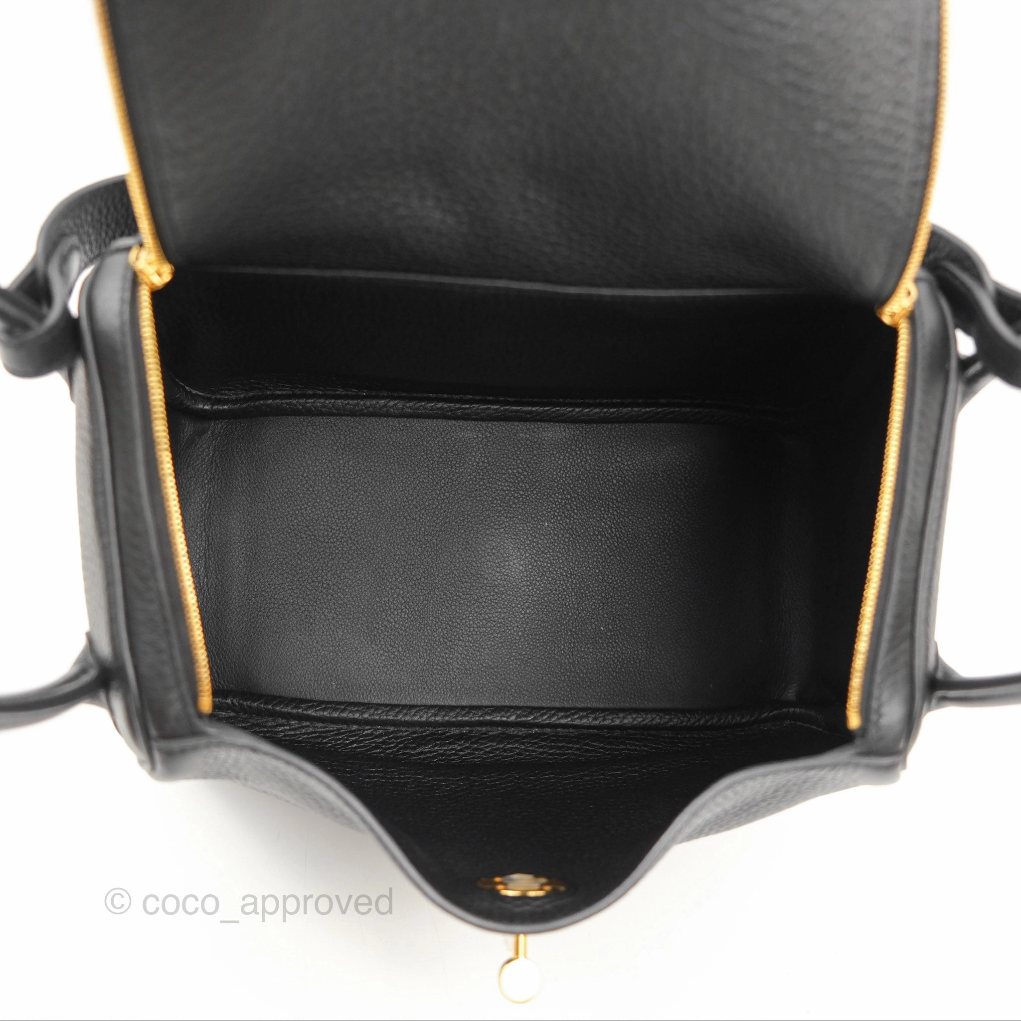Herms Lindy 26 Black Clemence Gold Hardware
