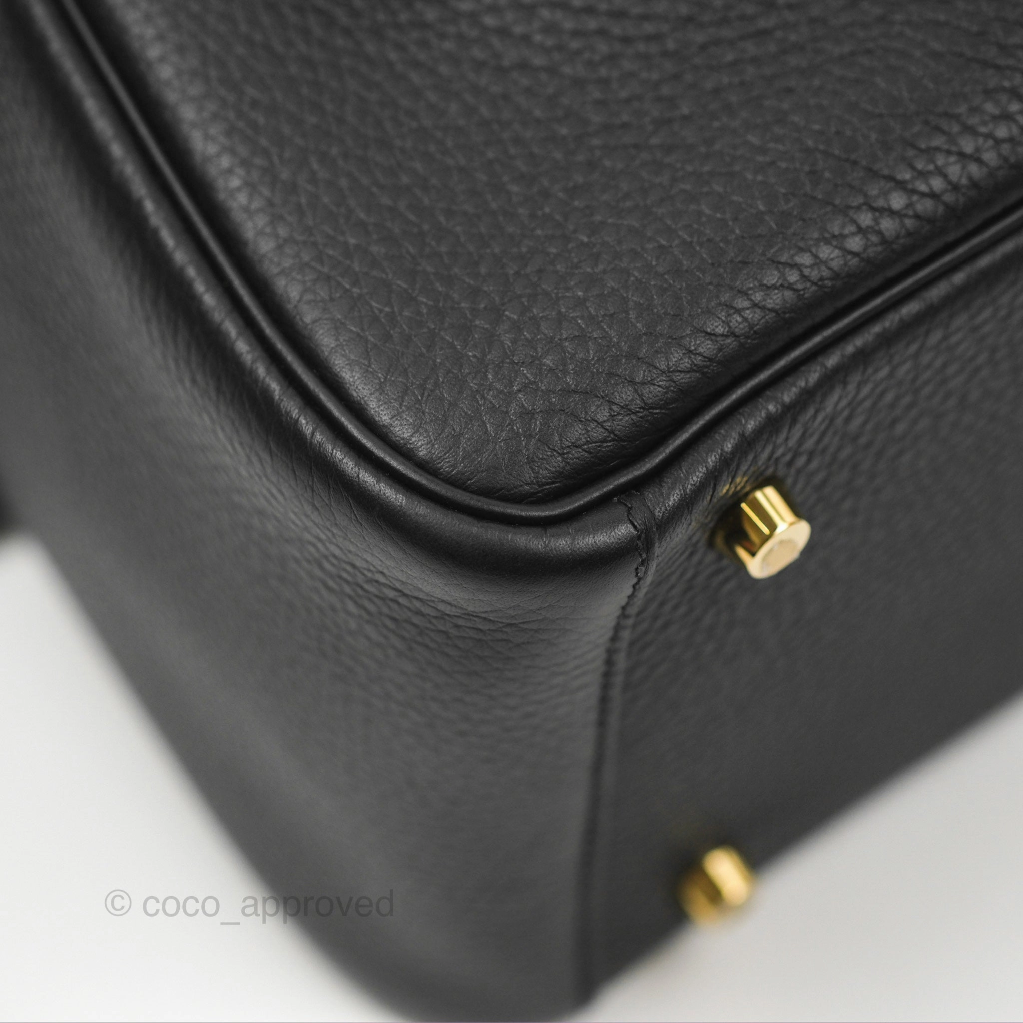 Herms Lindy 26 Black Clemence Gold Hardware