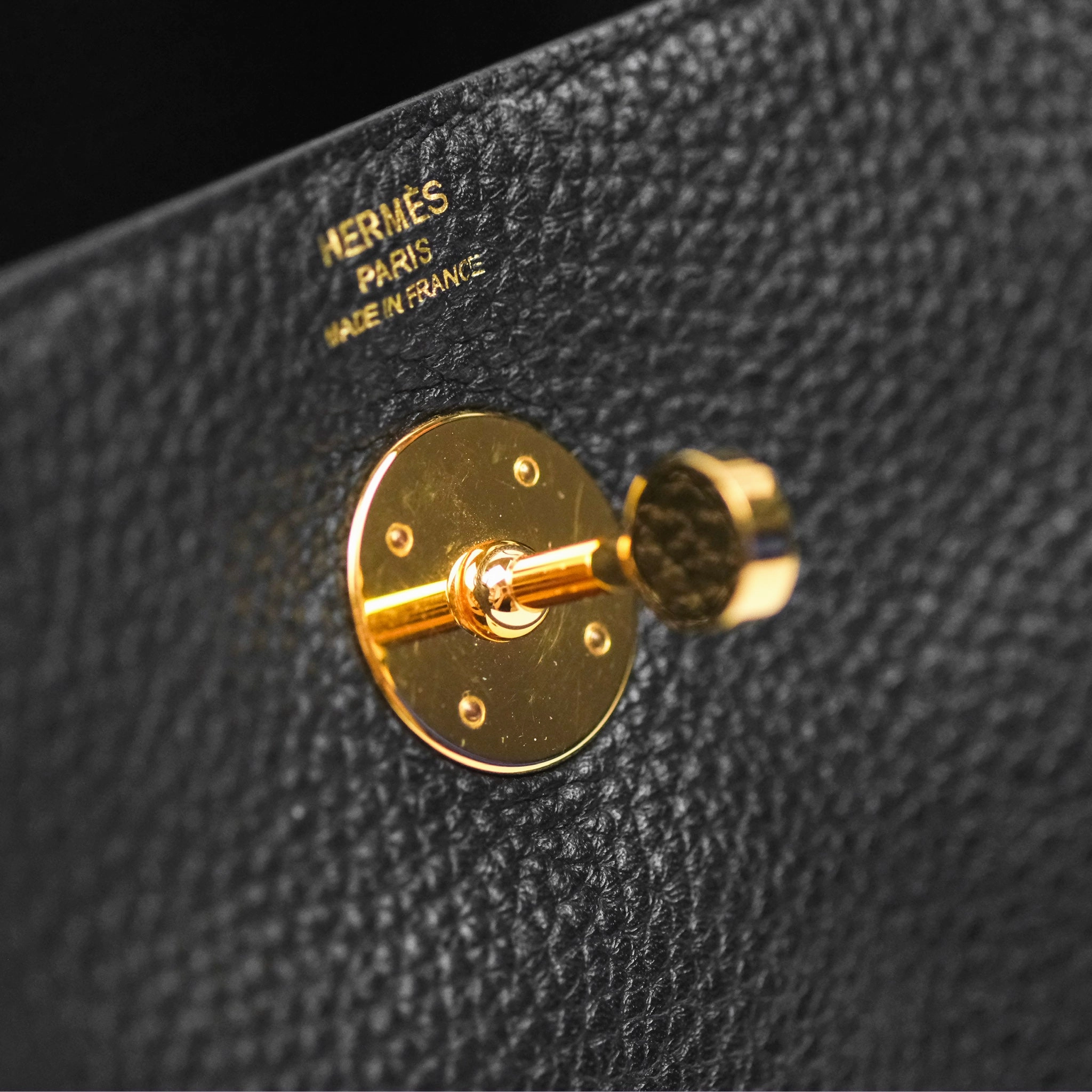 Herms Lindy 26 Black Clemence Gold Hardware