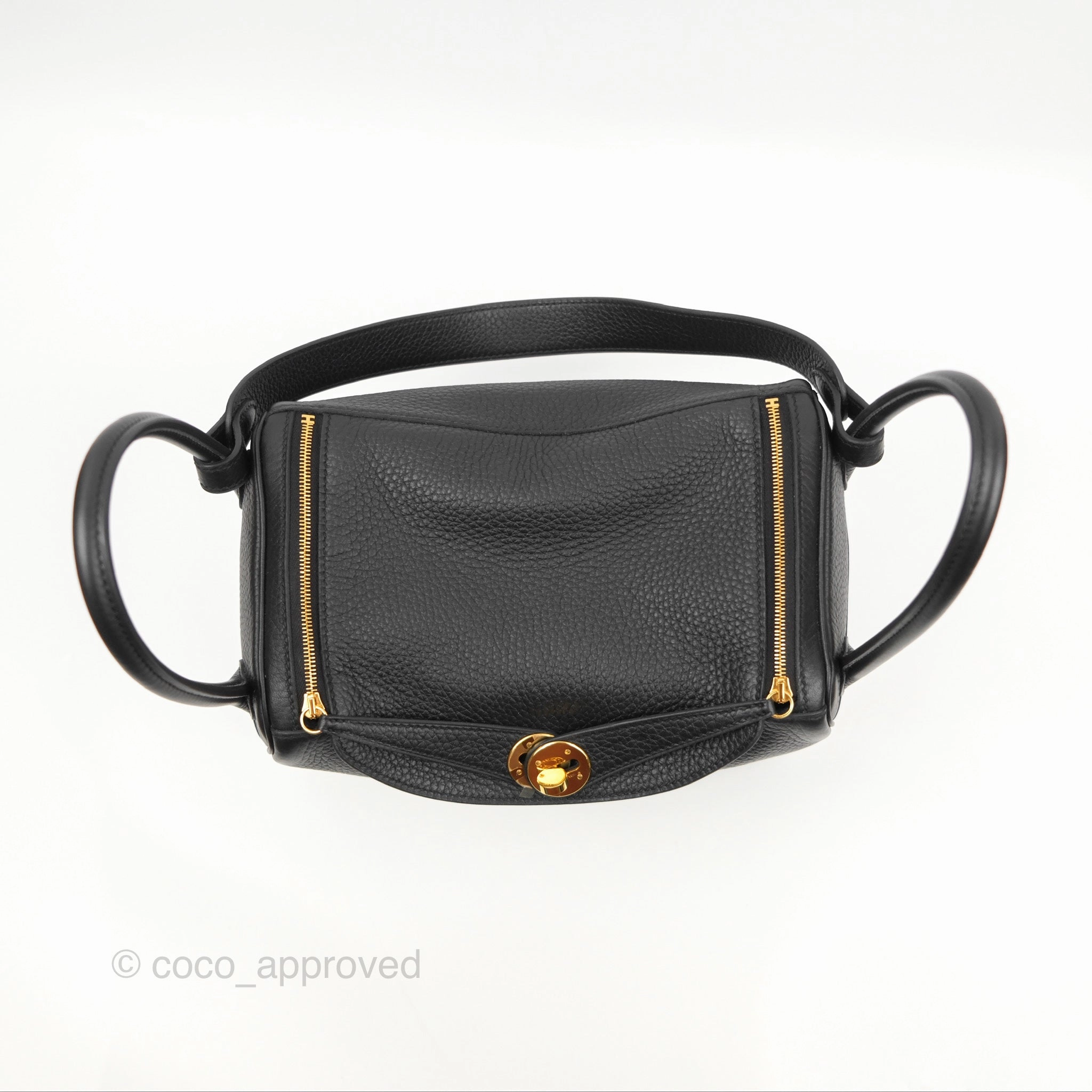 Herms Lindy 26 Black Clemence Gold Hardware