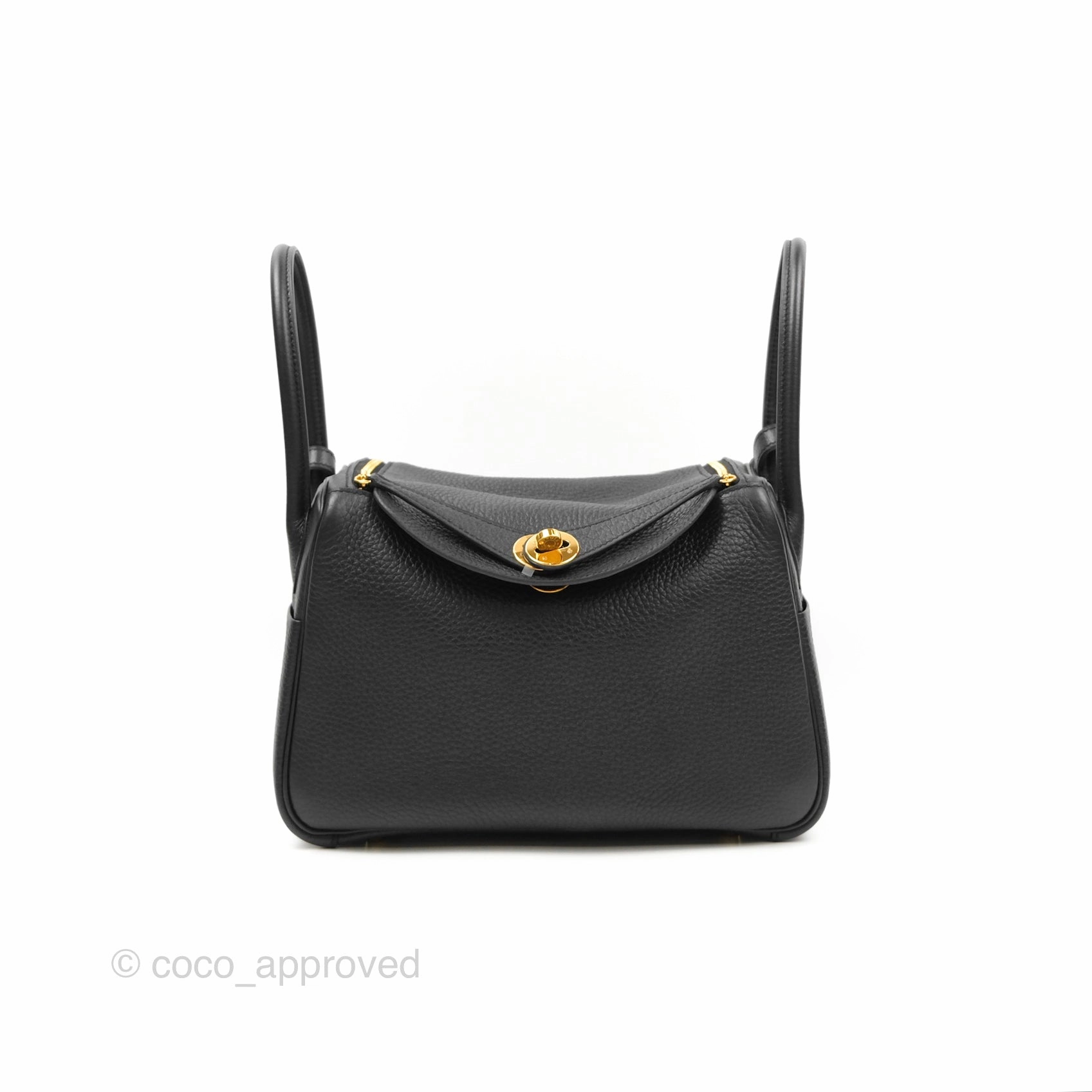 Herms Lindy 26 Black Clemence Gold Hardware