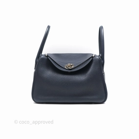Herms Lindy 26 Bleu Nuit 2Z Clemence Palladium Hardware
