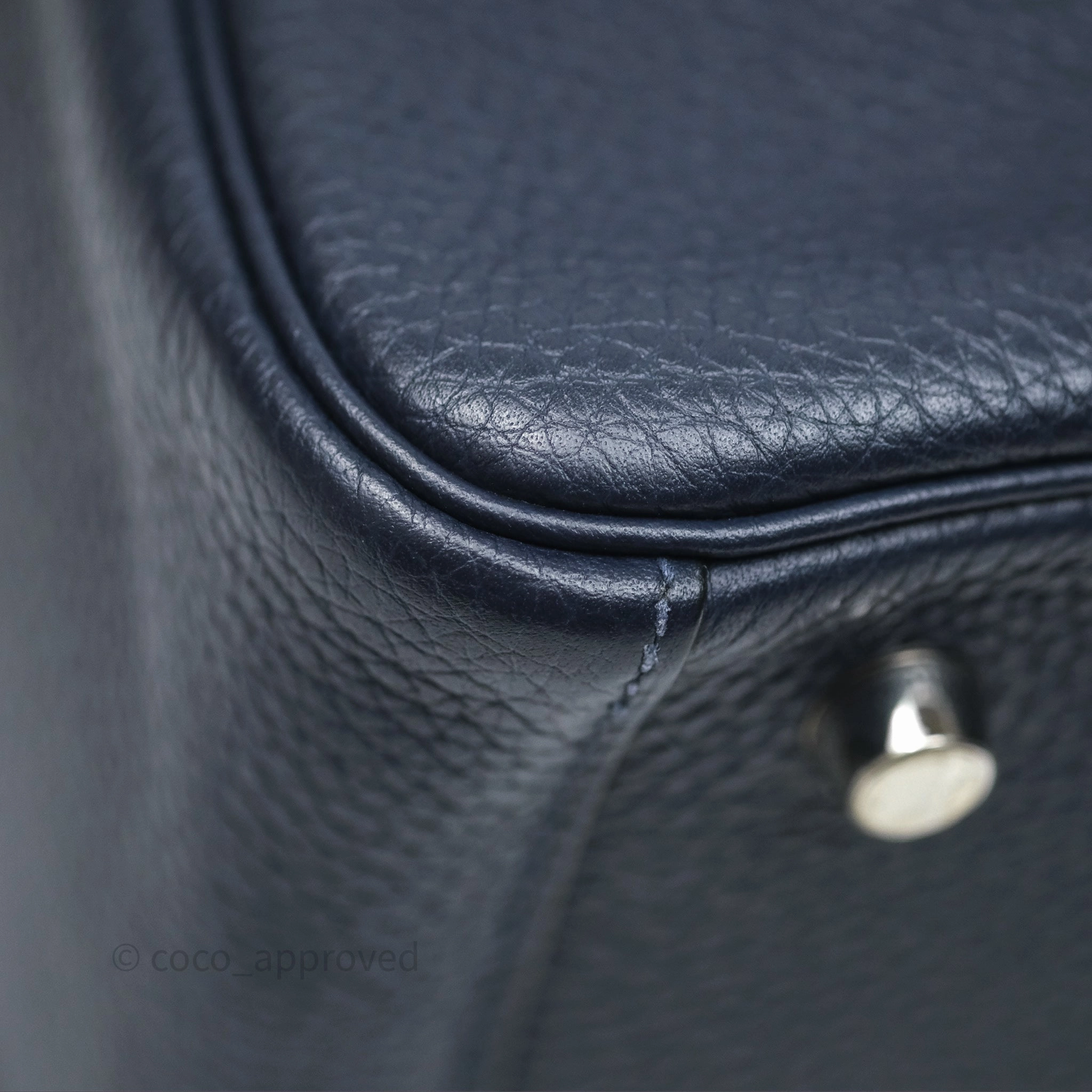Herms Lindy 26 Bleu Nuit 2Z Clemence Palladium Hardware